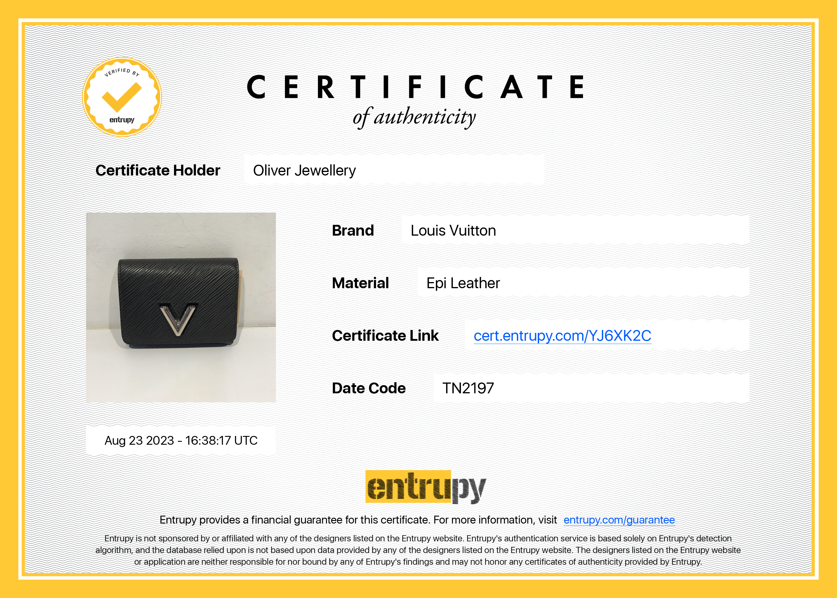 Louis Vuitton Black Epi Leather Twist Compact Wallet