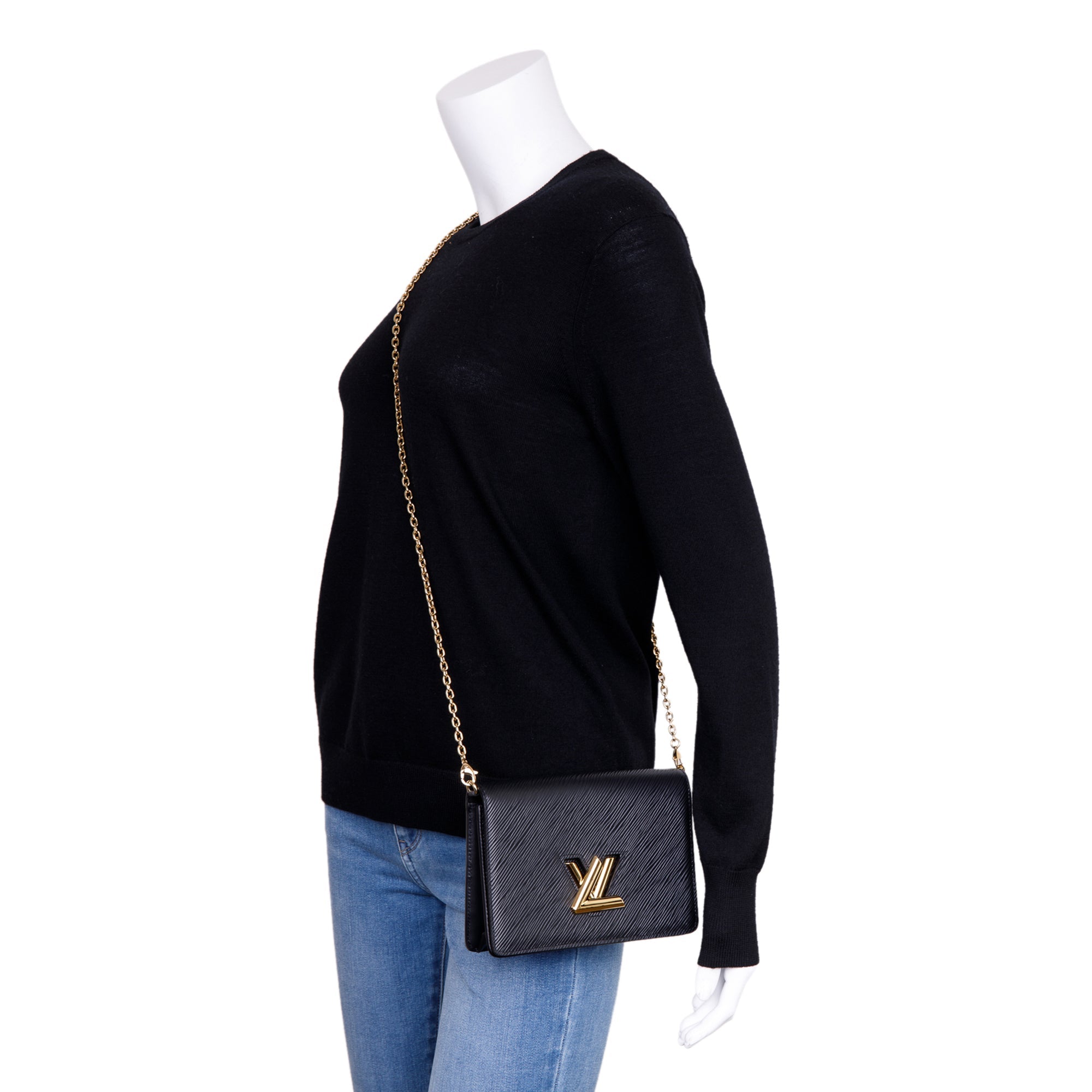 Louis Vuitton Black Epi Twist Belt Chain Wallet w/ Box & Receipt