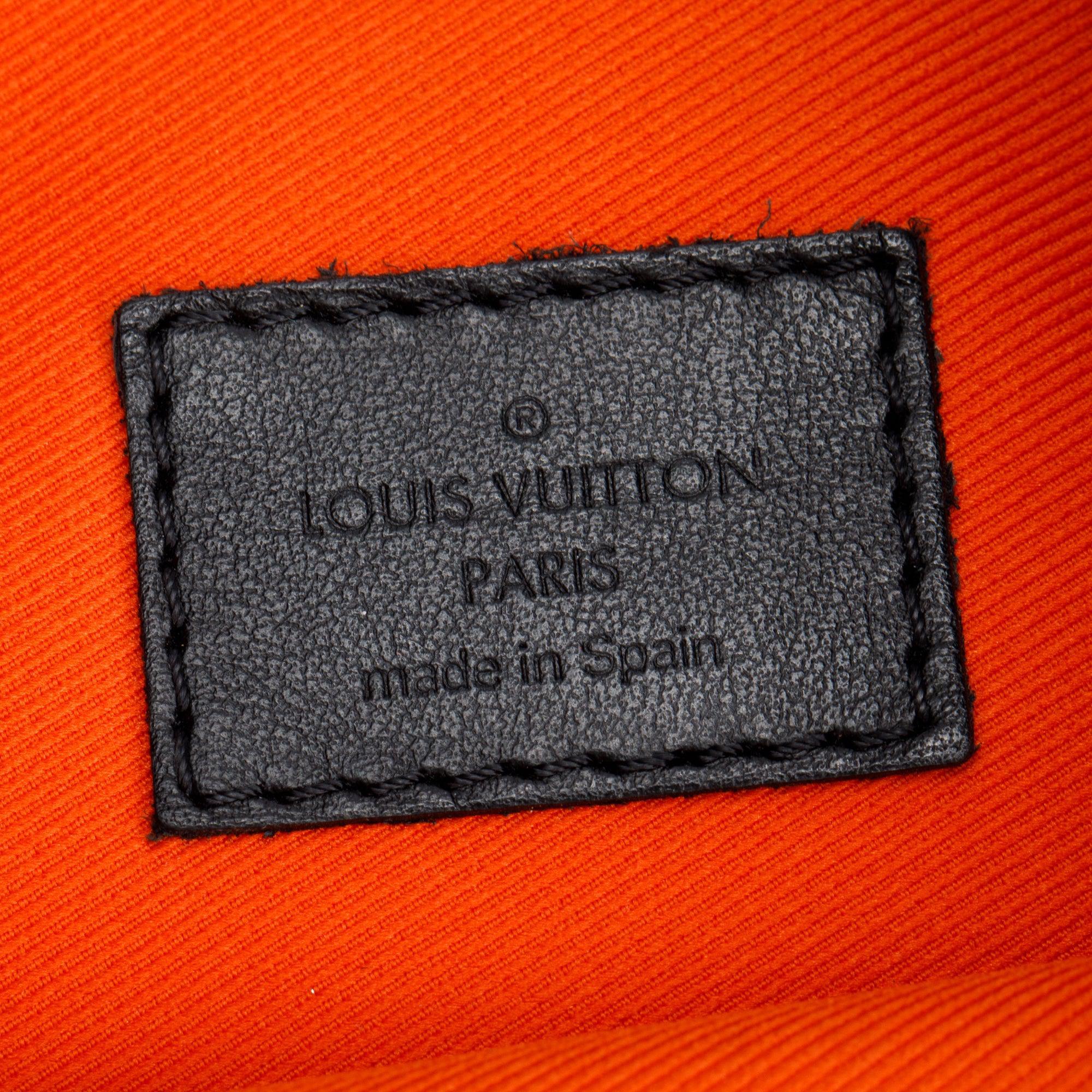 Louis Vuitton Black & Khaki Monogram Shadow Embossed Calfskin Leather Double Flat Messenger Bag