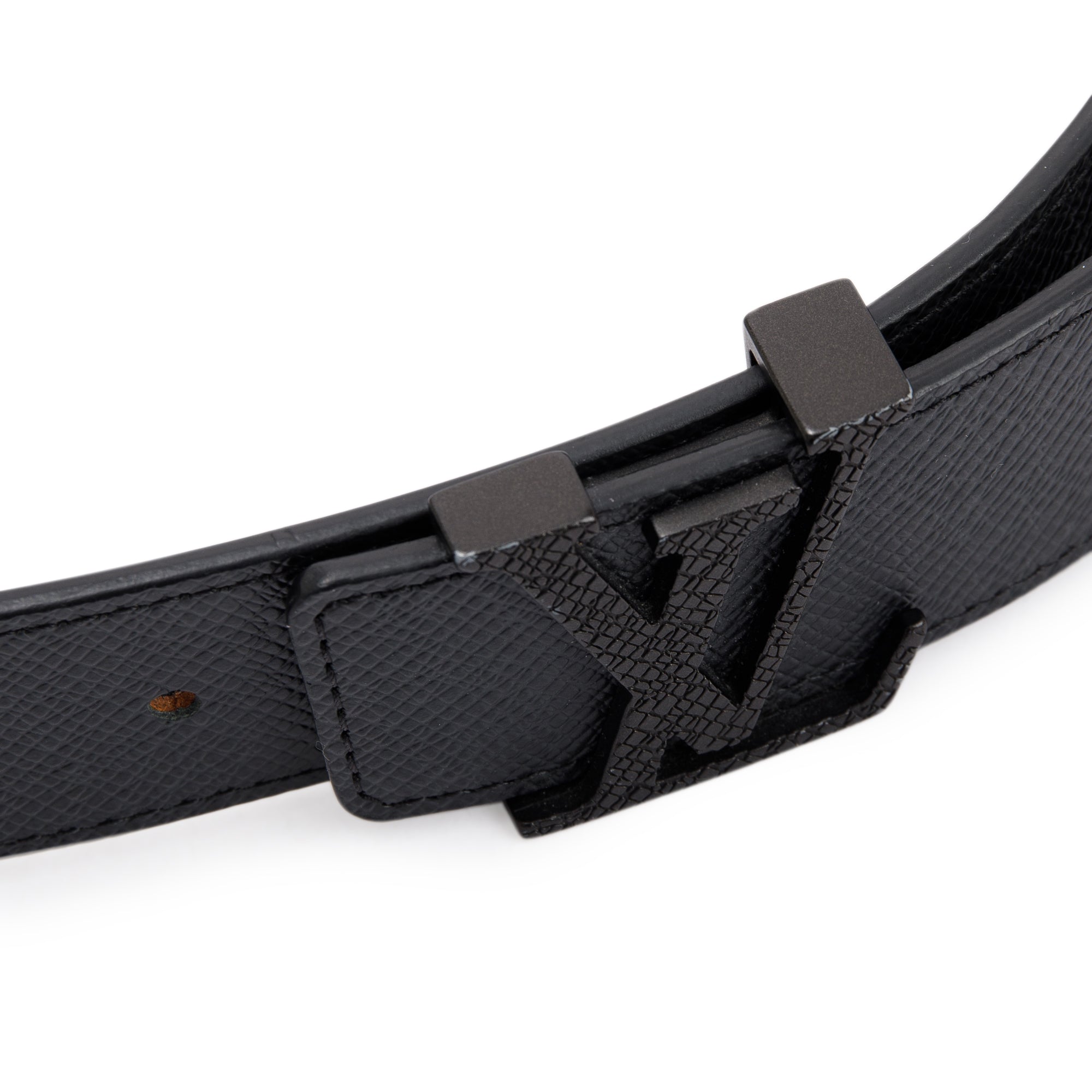 Louis Vuitton Black LV Initiales 35MM Taiga Leather Belt