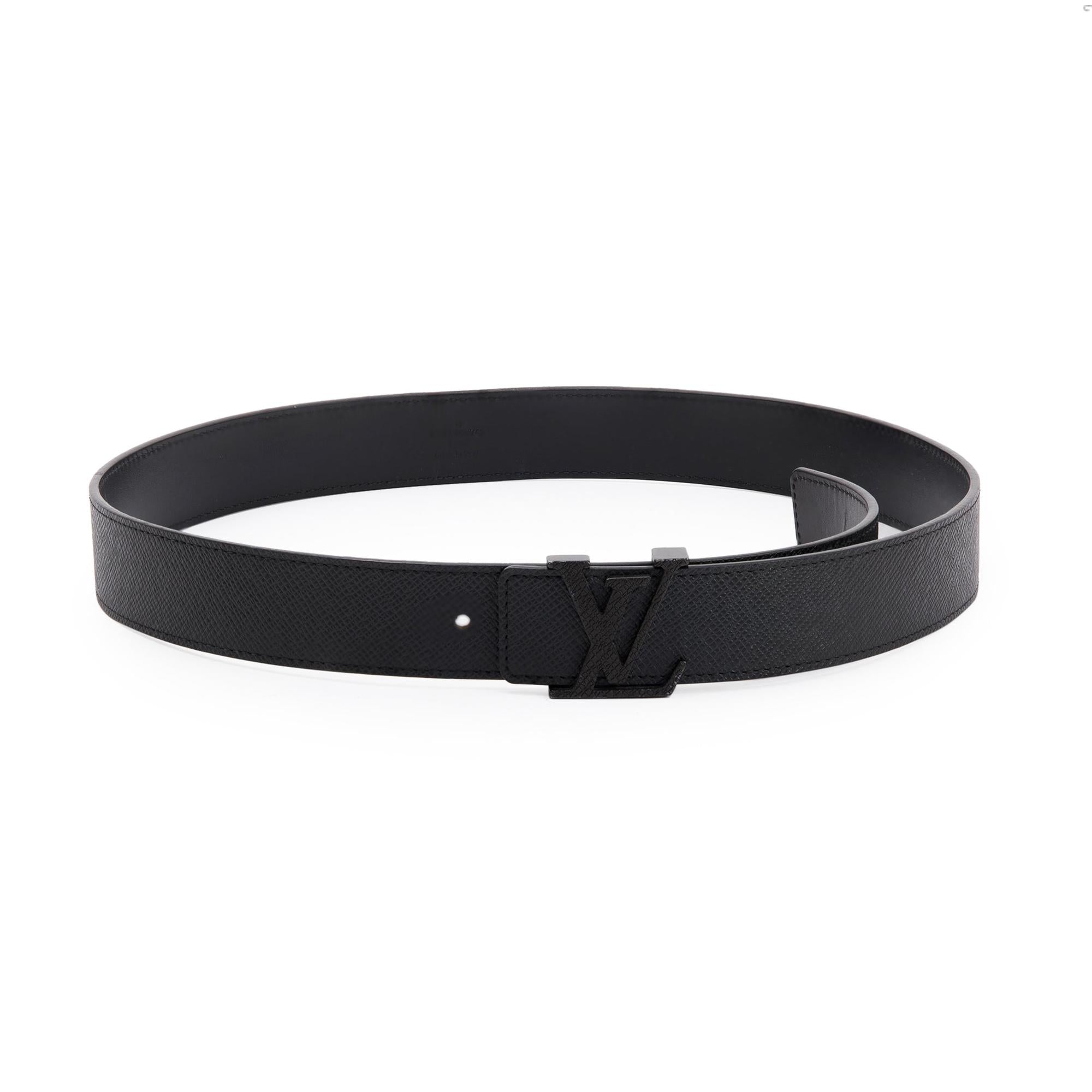 Louis Vuitton Black LV Initiales 35MM Taiga Leather Belt