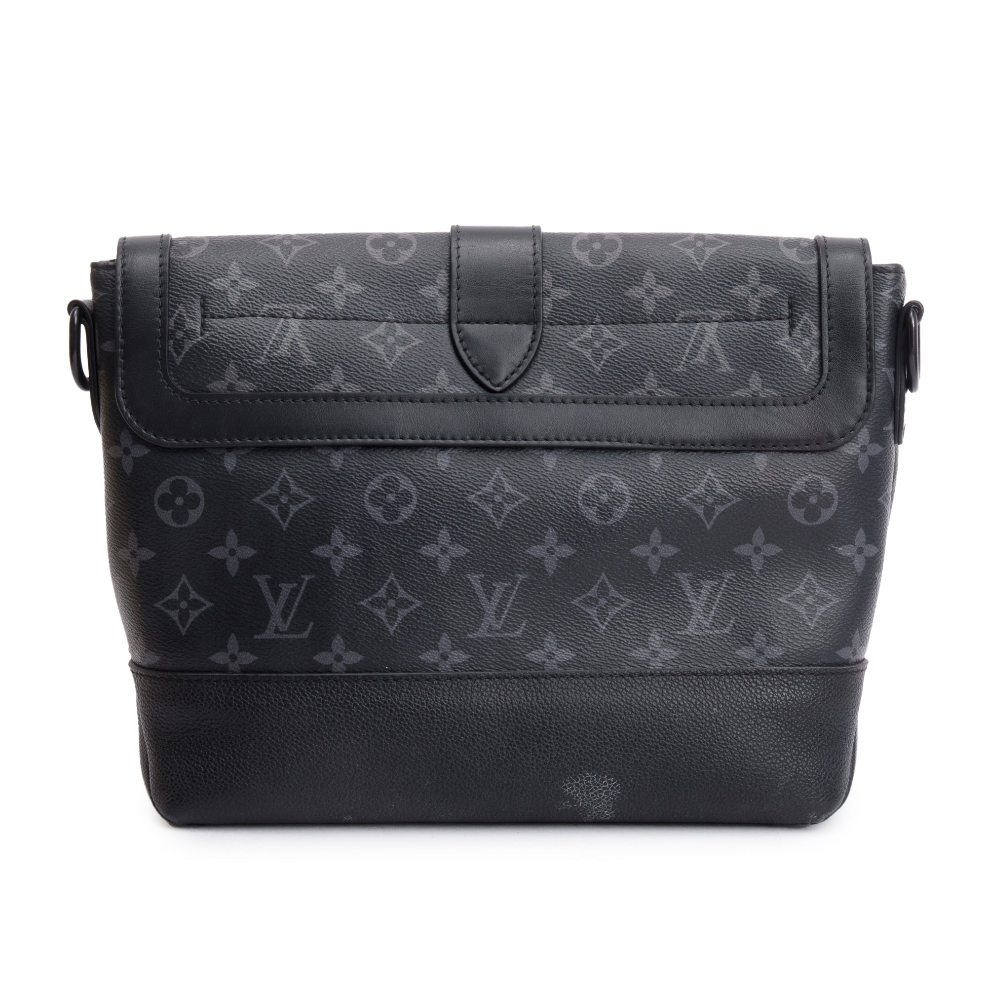 Louis Vuitton Black Leather And Monogram Eclipse Saumur Messenger Bag