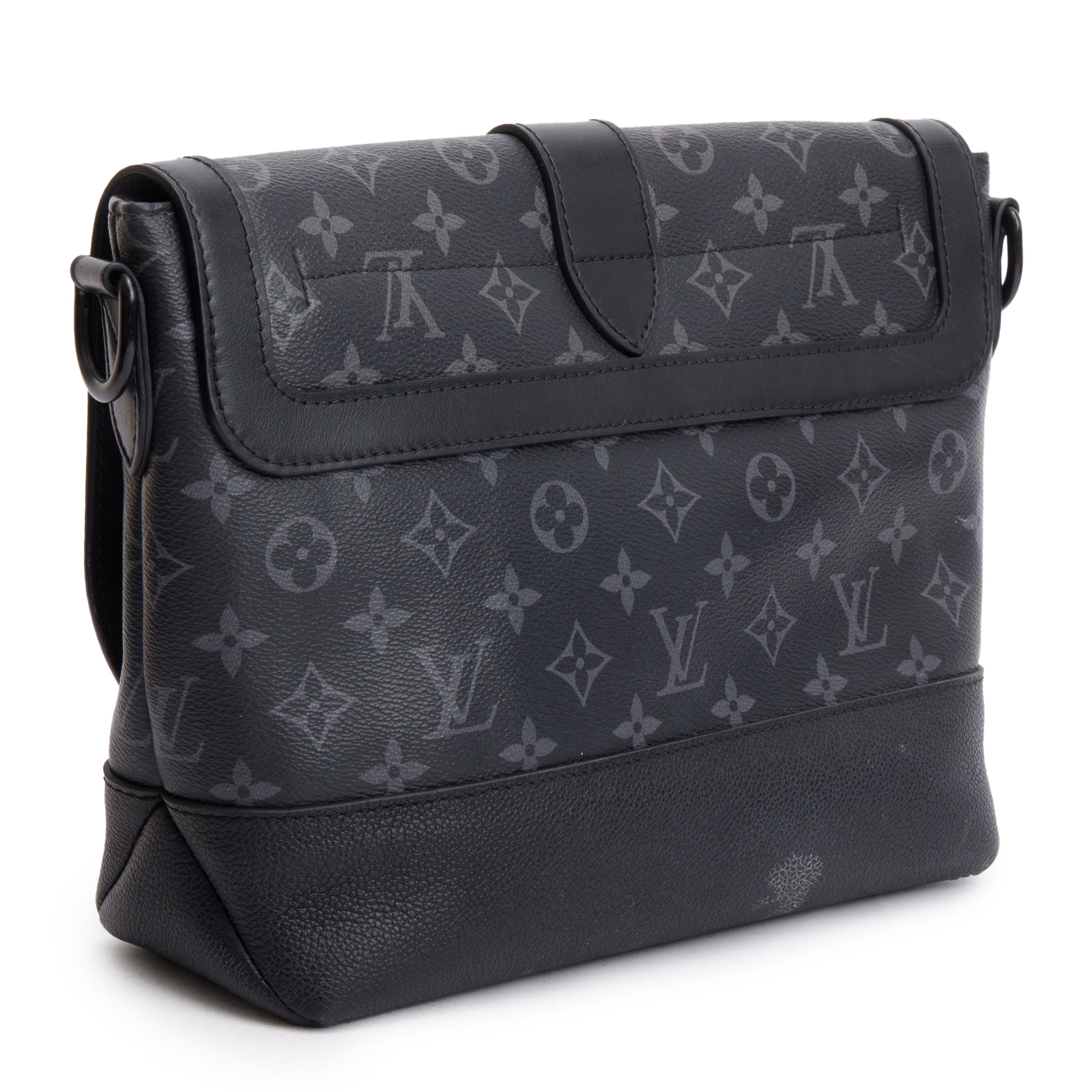 Louis Vuitton Black Leather And Monogram Eclipse Saumur Messenger Bag