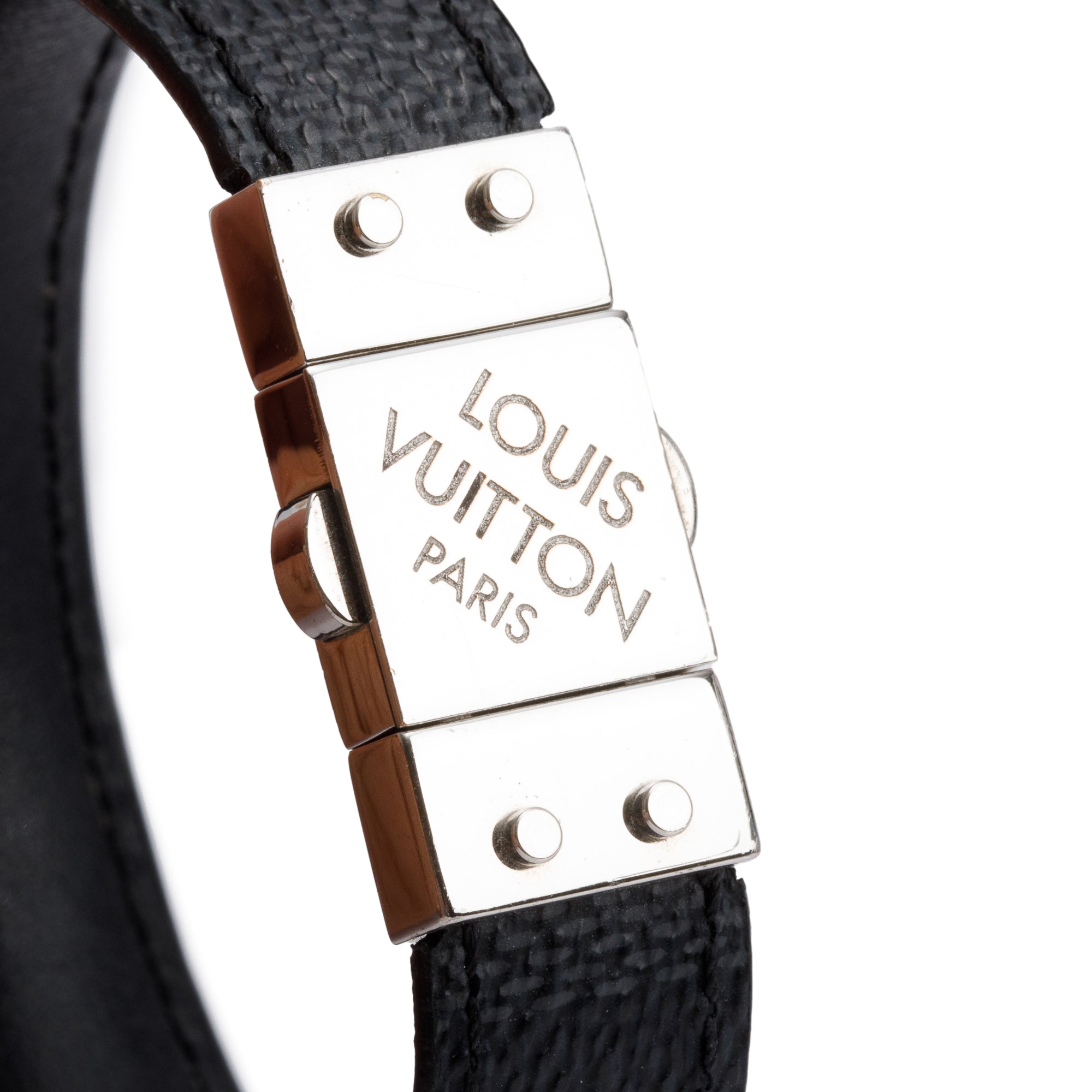 Louis Vuitton Black Leather Damier Graphite Check It Reversible Bracelet