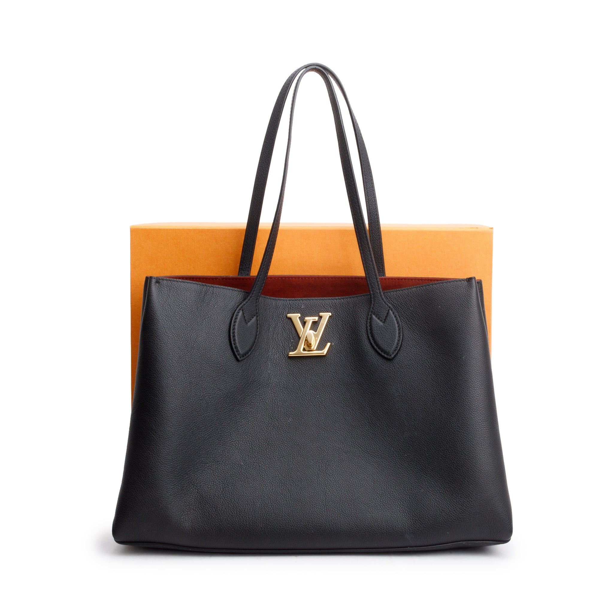 Louis Vuitton Black Leather LockMe Shopper Tote w/ Box