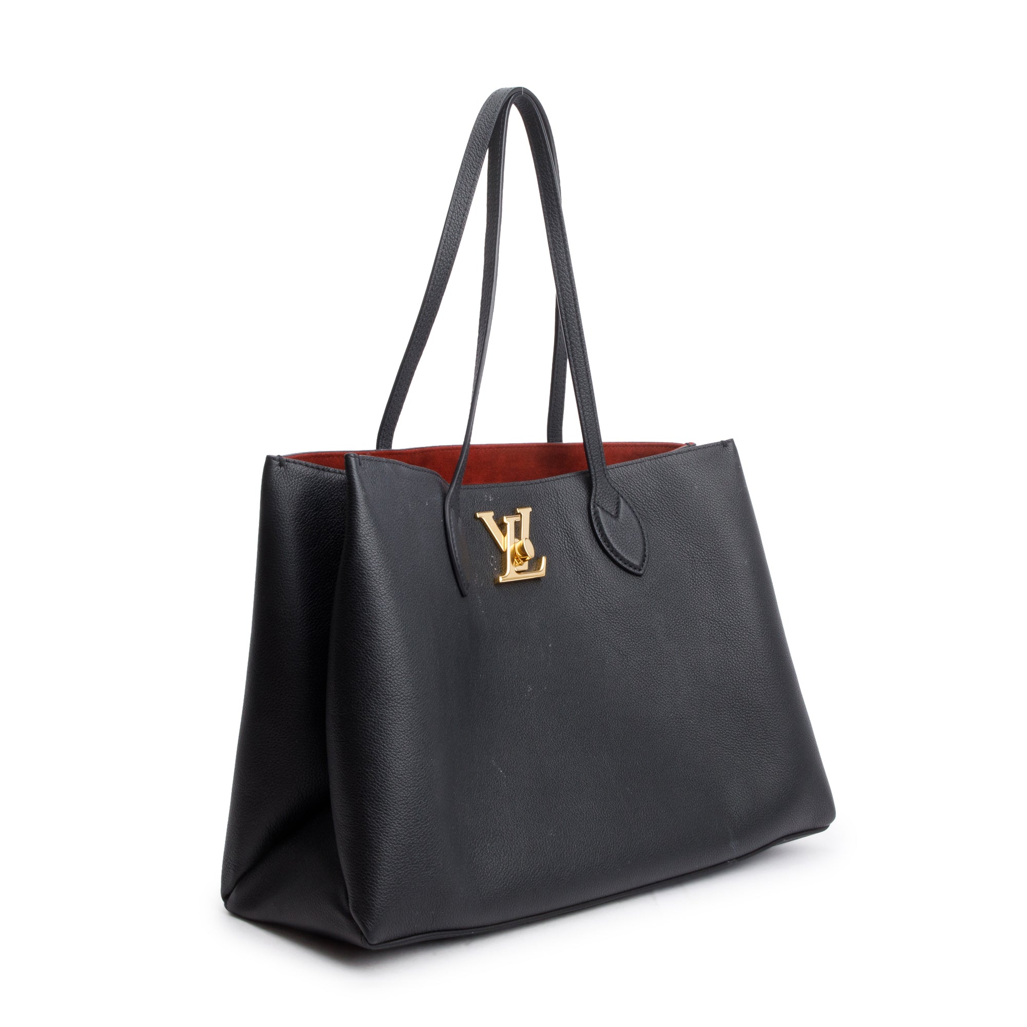 Louis Vuitton Black Leather LockMe Shopper Tote w/ Box