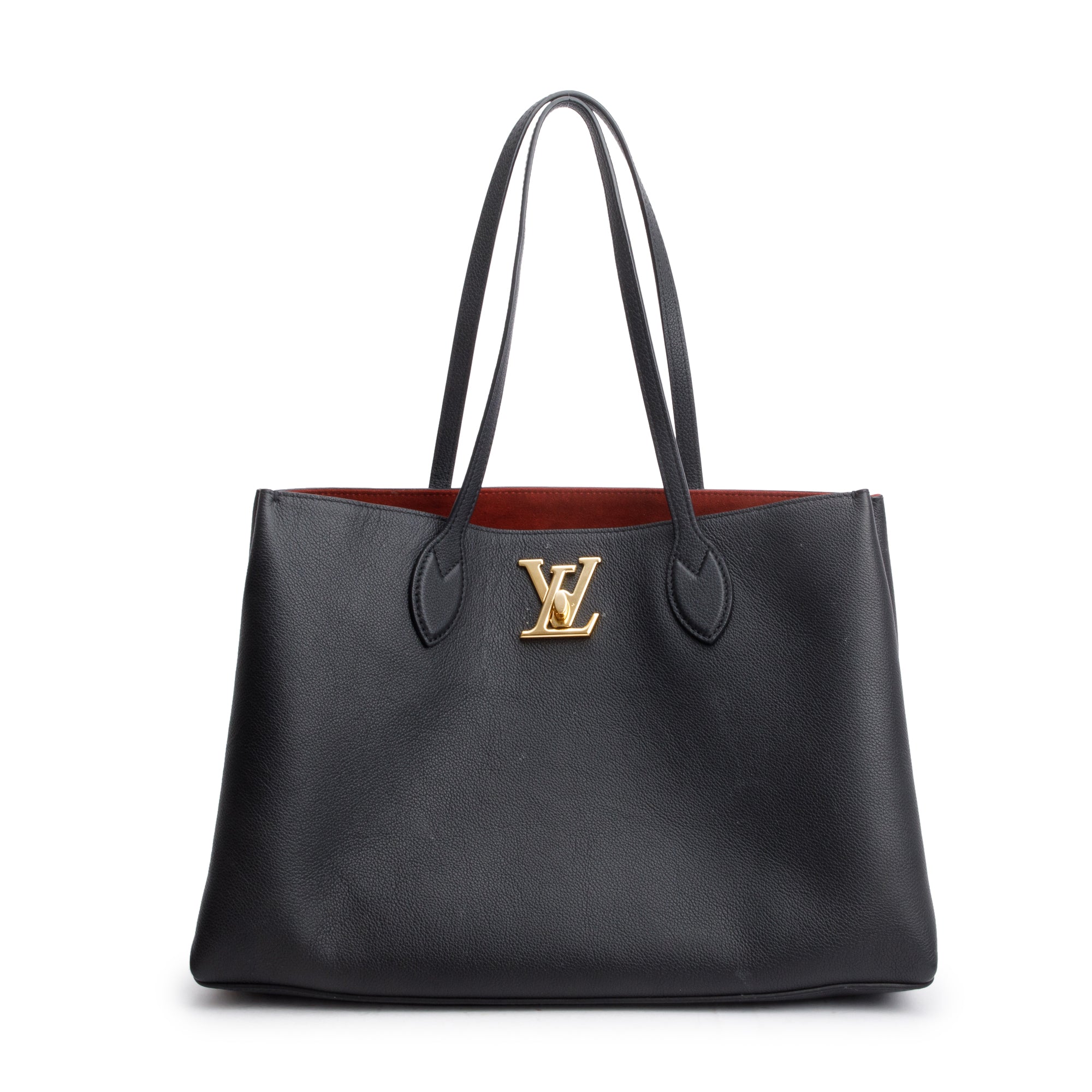 Louis Vuitton Black Leather LockMe Shopper Tote w/ Box