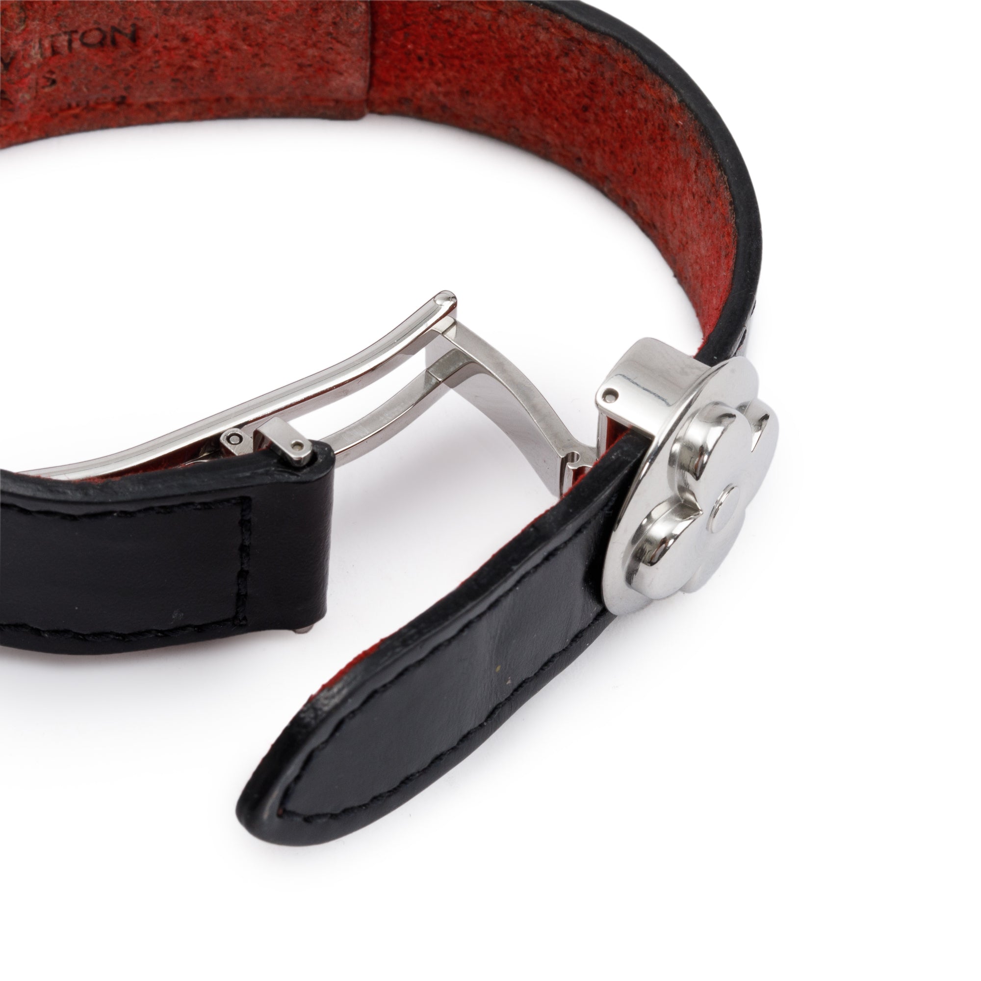 Louis Vuitton Black Leather Monogram Wish Bracelet