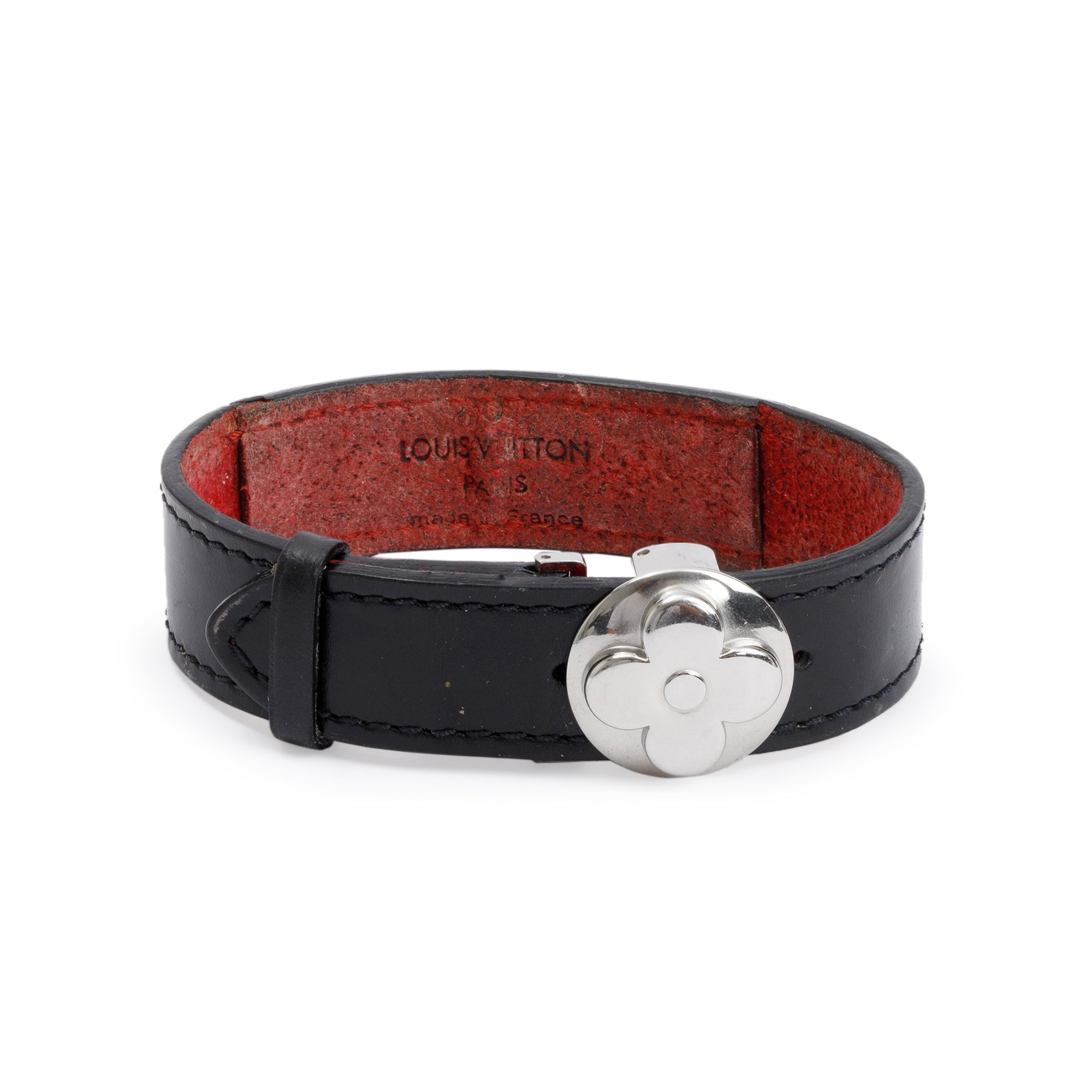 Louis Vuitton Black Leather Monogram Wish Bracelet