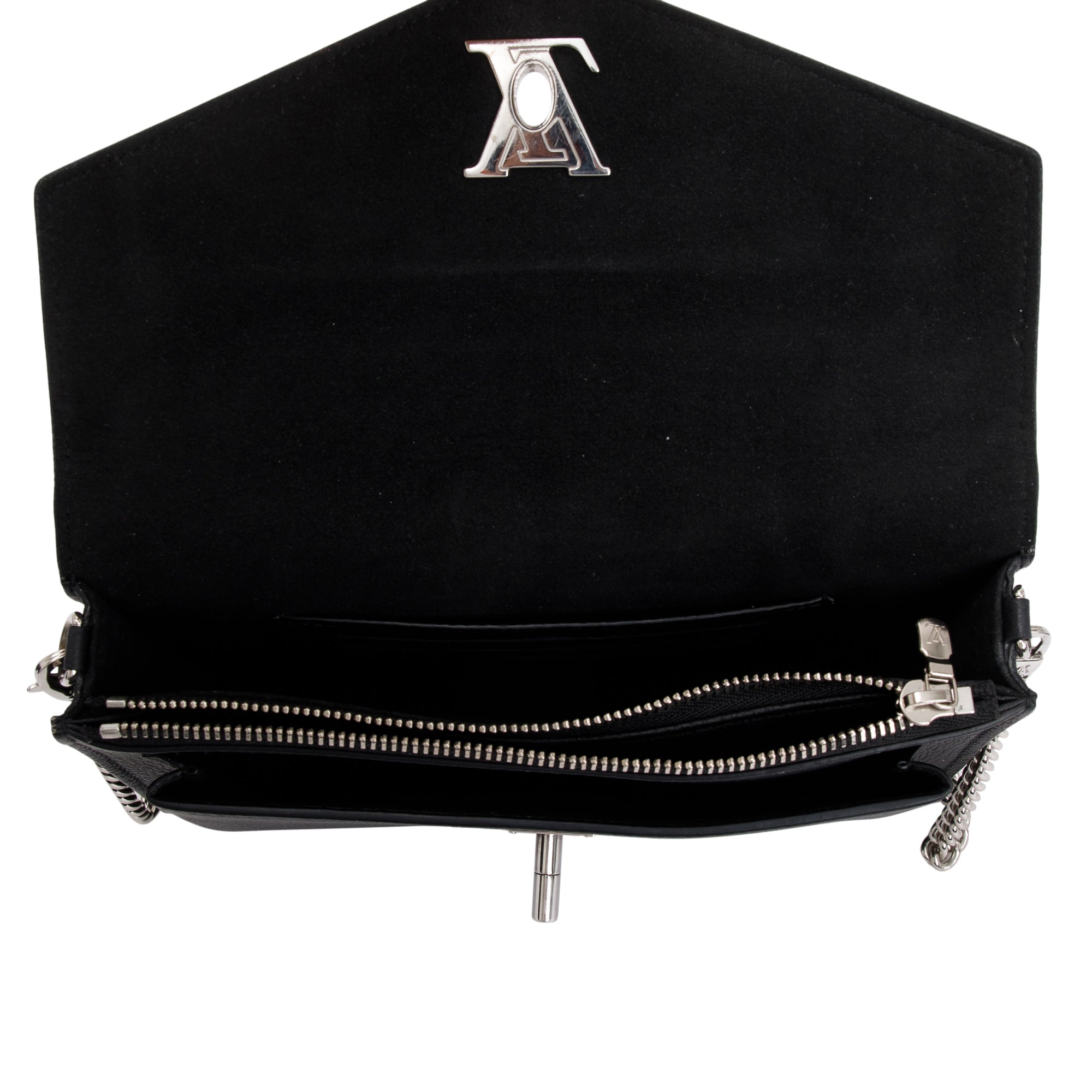 Louis Vuitton Black Leather Mylockme Chain Pochette