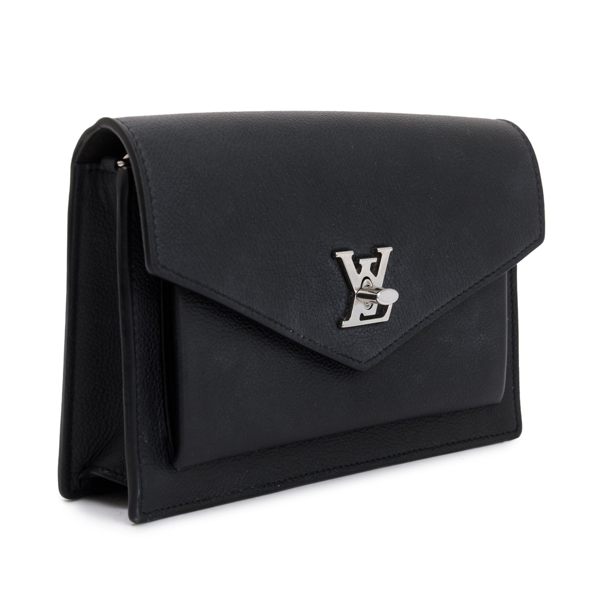 Louis Vuitton Black Leather Mylockme Chain Pochette
