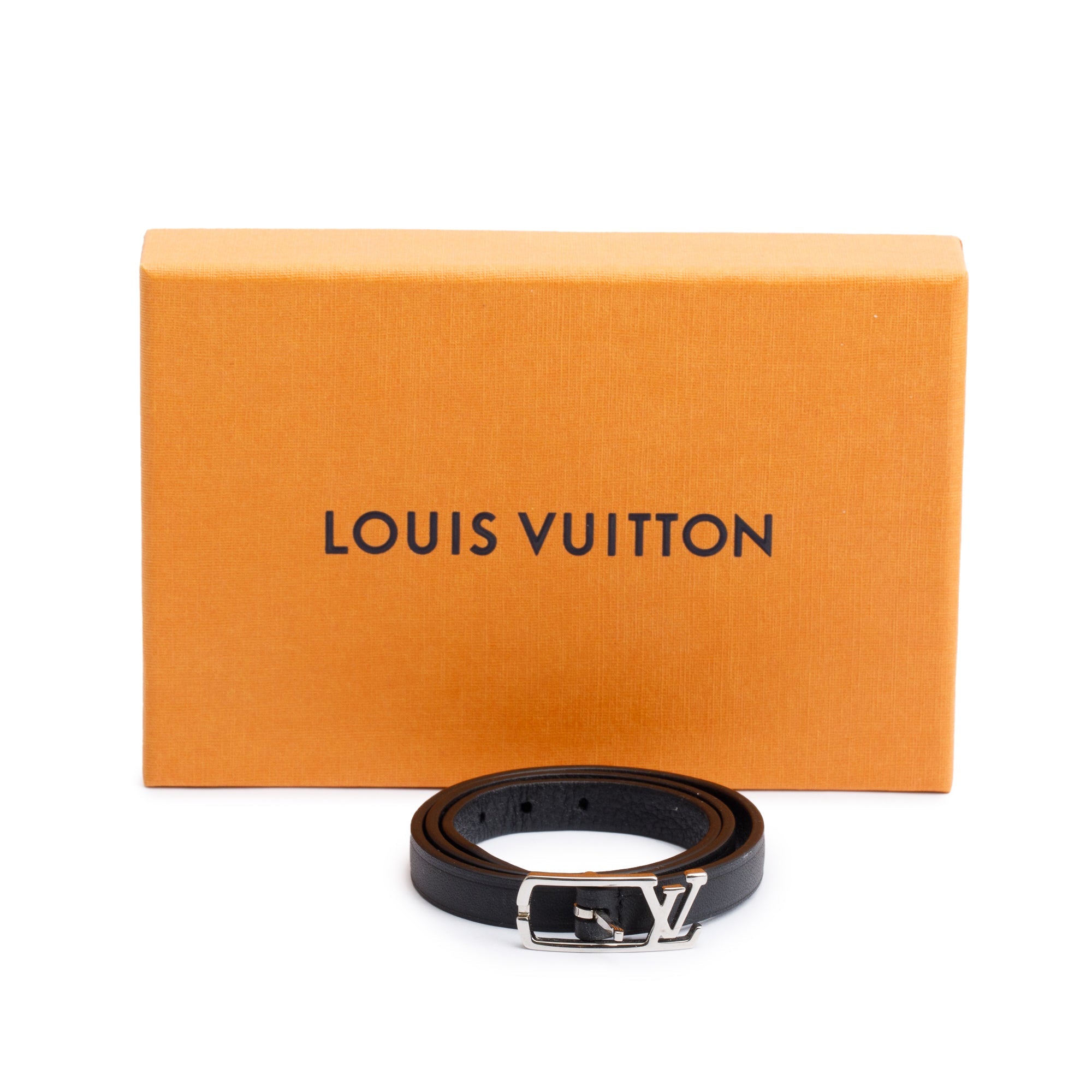 Louis Vuitton Black Leather Neogram Double Wrap Bracelet w/ Box