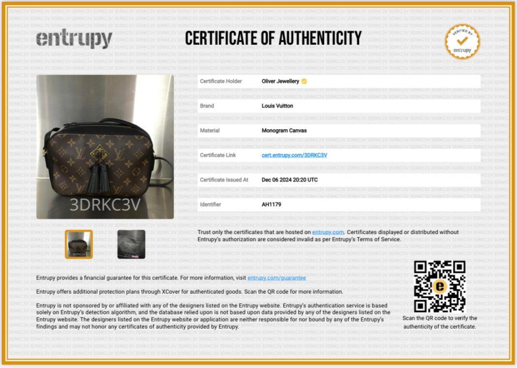 Louis Vuitton Black Leather Trim Monogram Saintonge Bag w/ Box