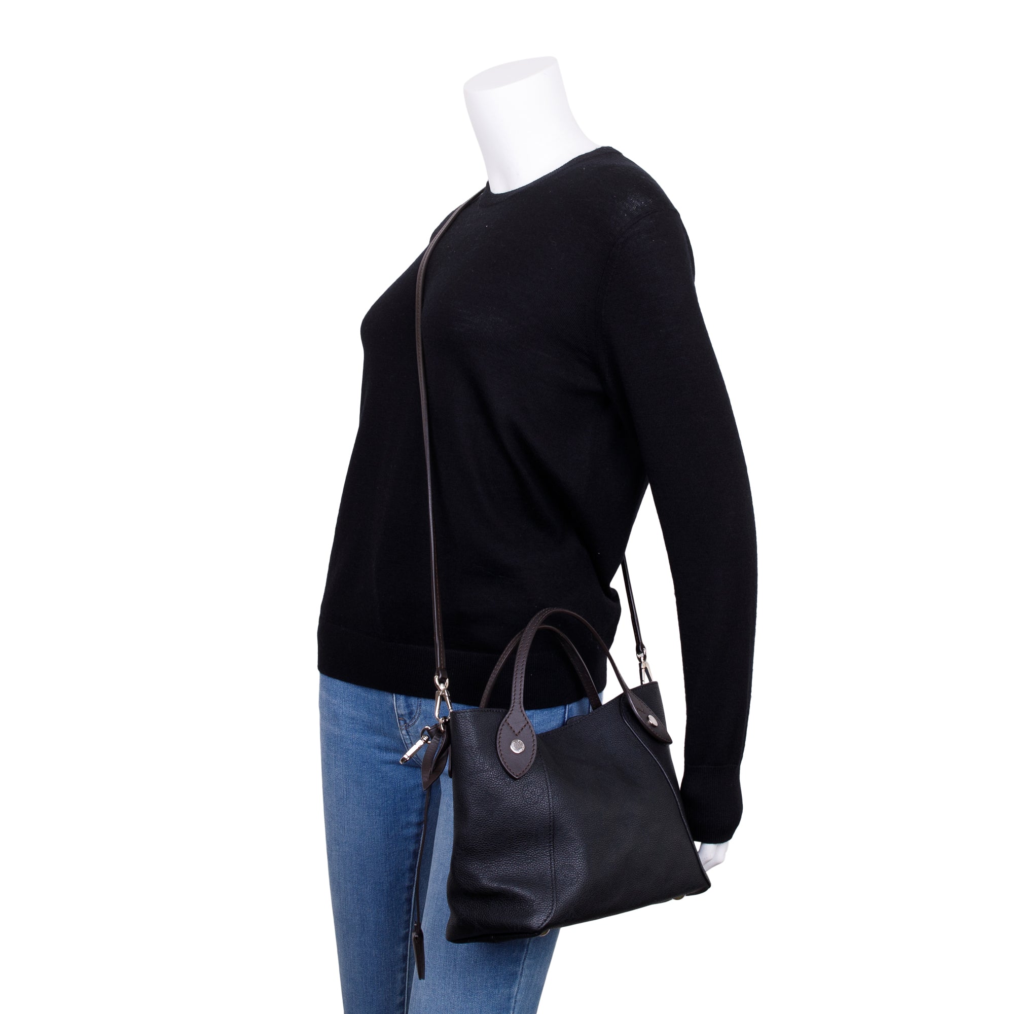 Louis Vuitton Black Mahina Leather Hina Pm Tote w/ Strap & Pouch