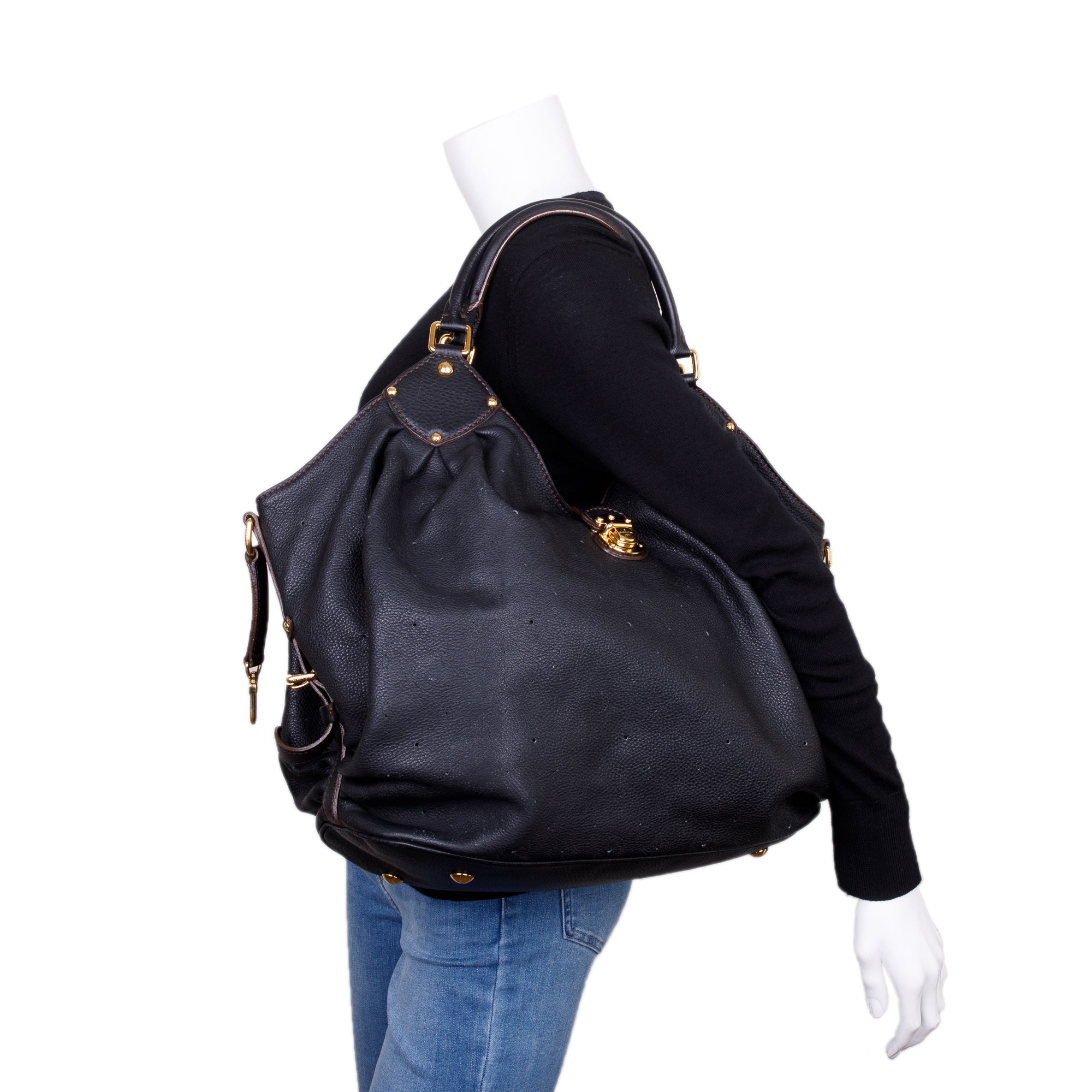 Louis Vuitton Black Mahina Leather XL Hobo