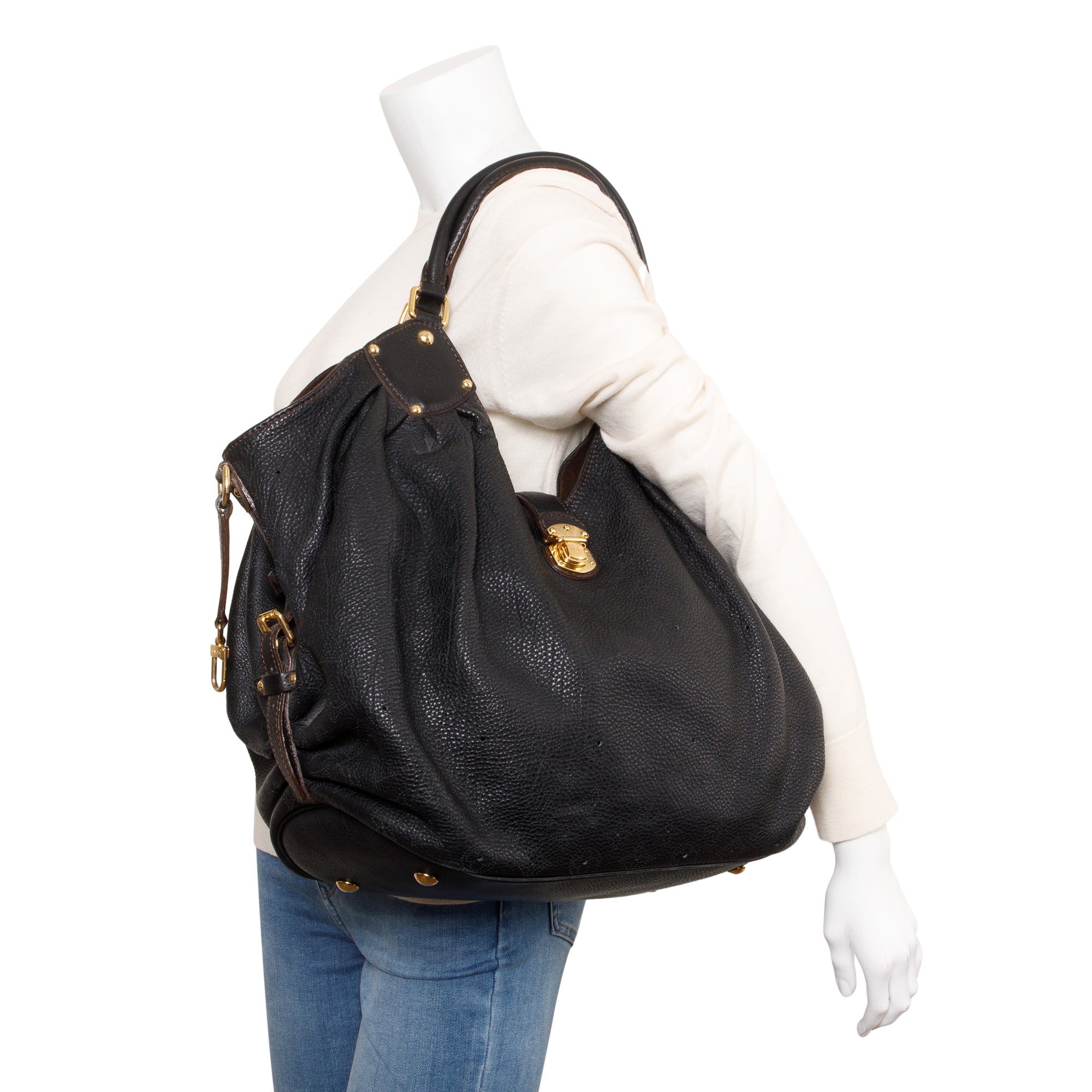 Louis Vuitton Black Mahina Leather XL Hobo