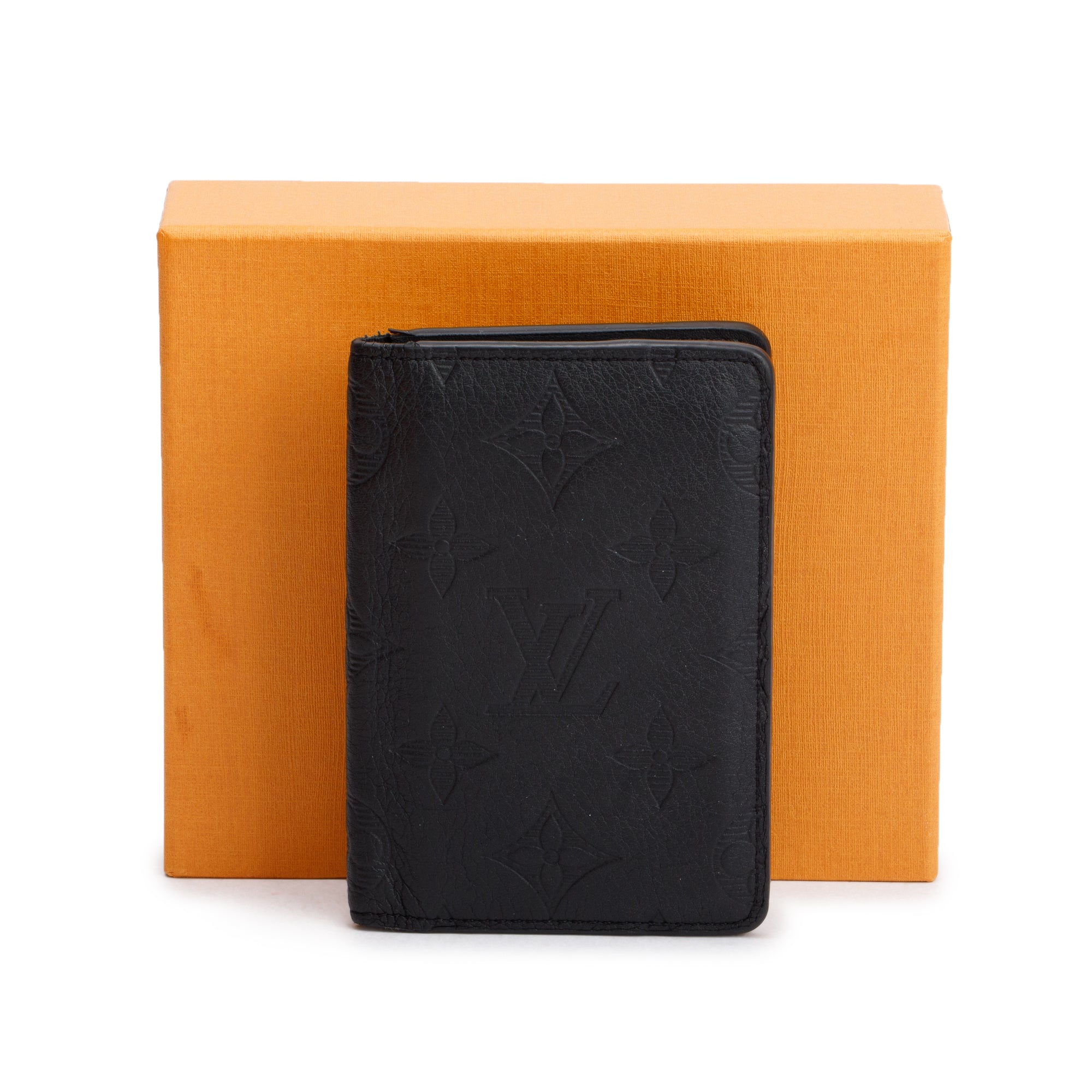 Louis Vuitton Black Monogram Cafskin Shadow Pocket Organizer w/ Box