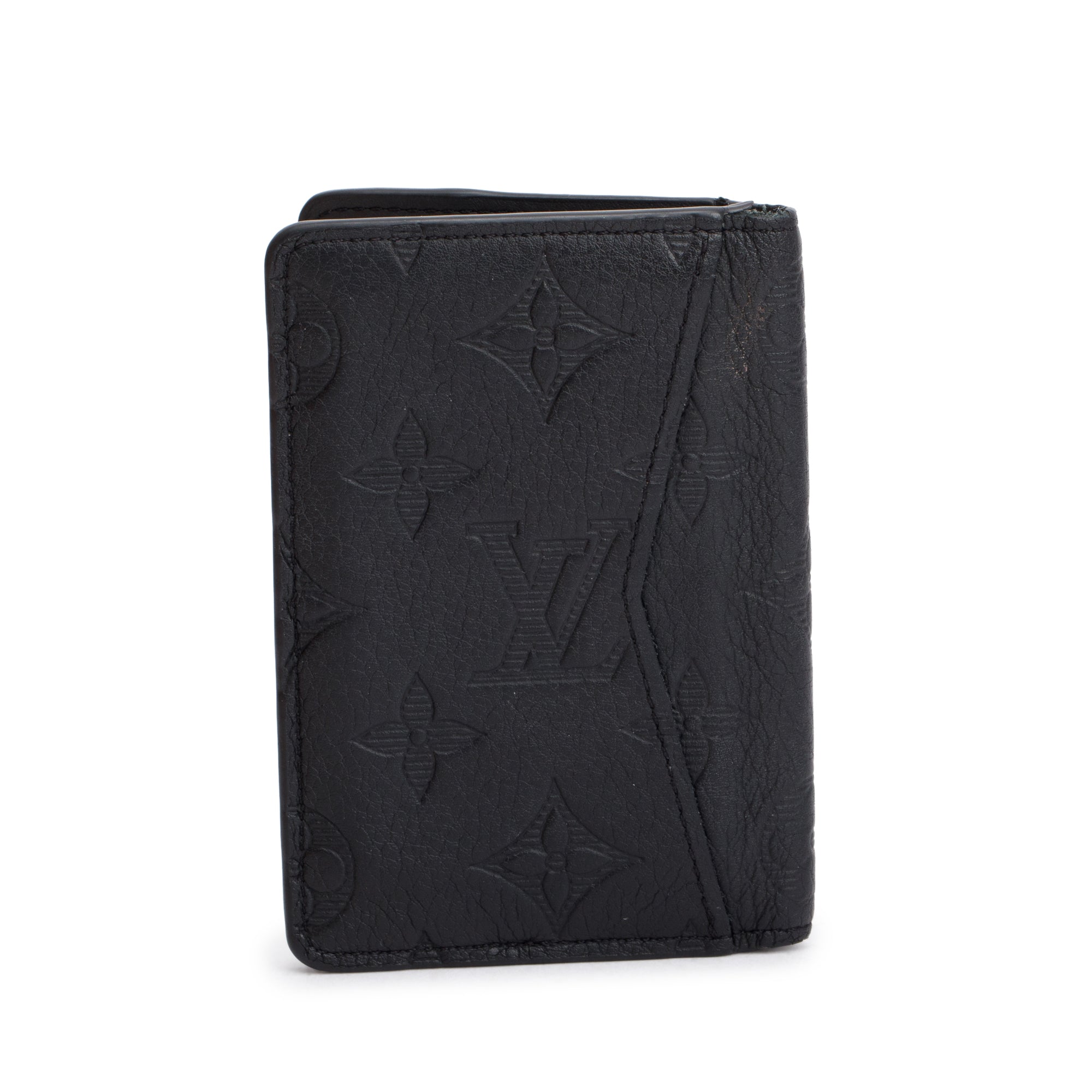 Louis Vuitton Black Monogram Cafskin Shadow Pocket Organizer w/ Box