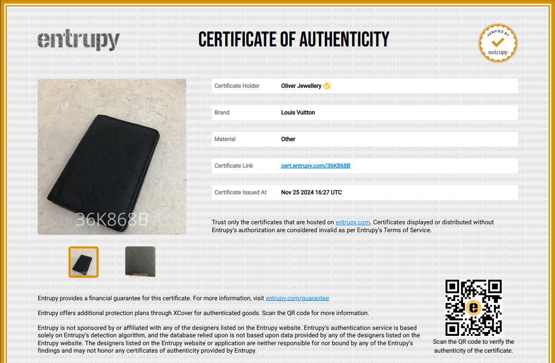 Louis Vuitton Black Monogram Cafskin Shadow Pocket Organizer w/ Box