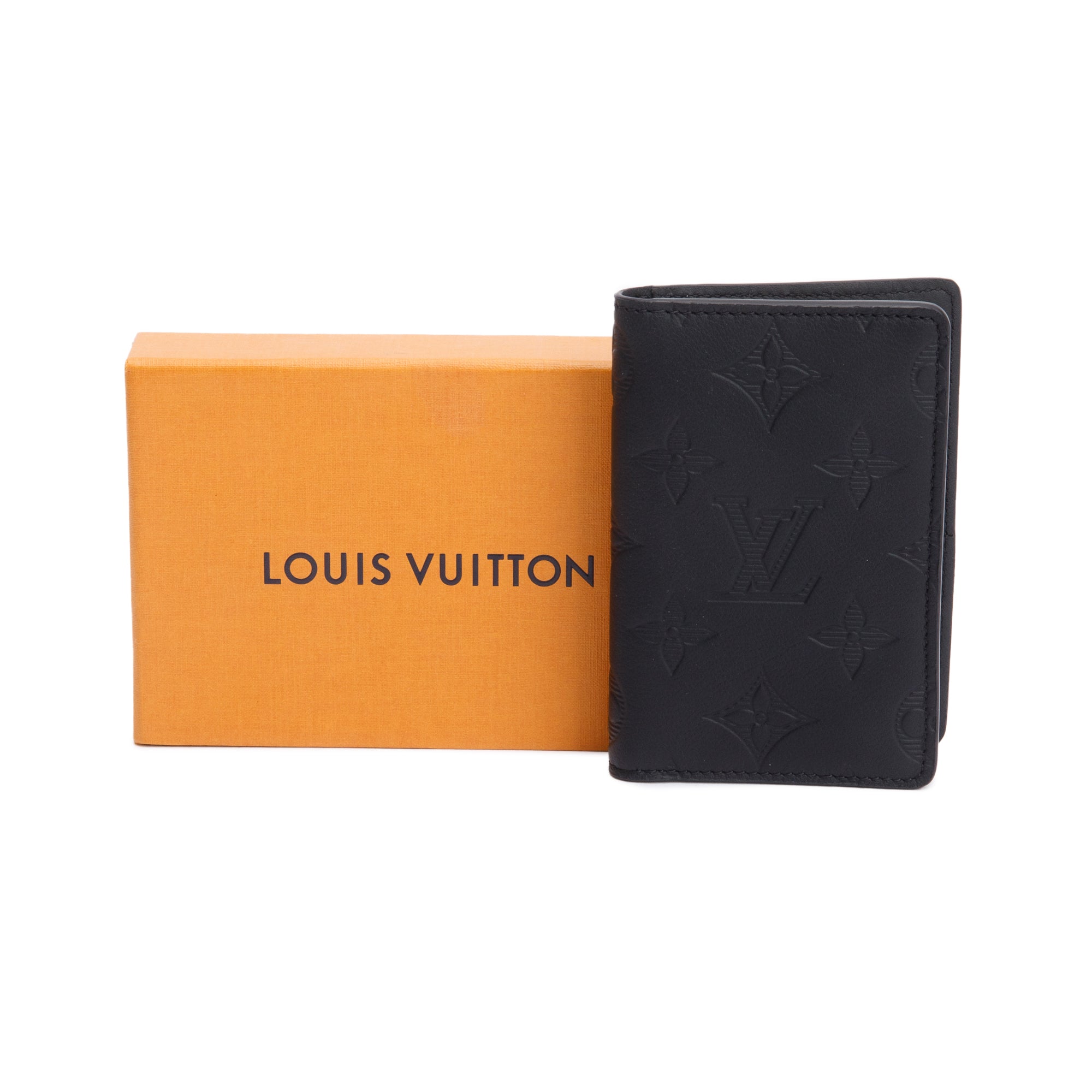 Louis Vuitton Black Monogram Calfskin Shadow Pocket Organizer w/ Box