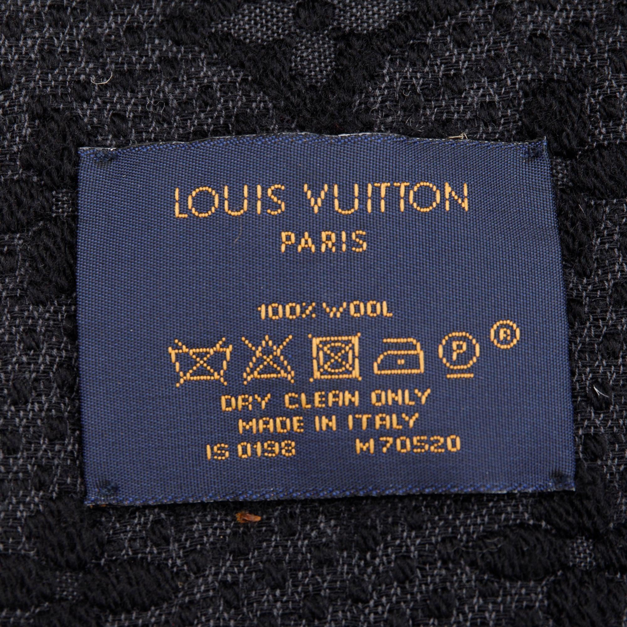 Louis Vuitton Black Monogram Classic Wool Scarf