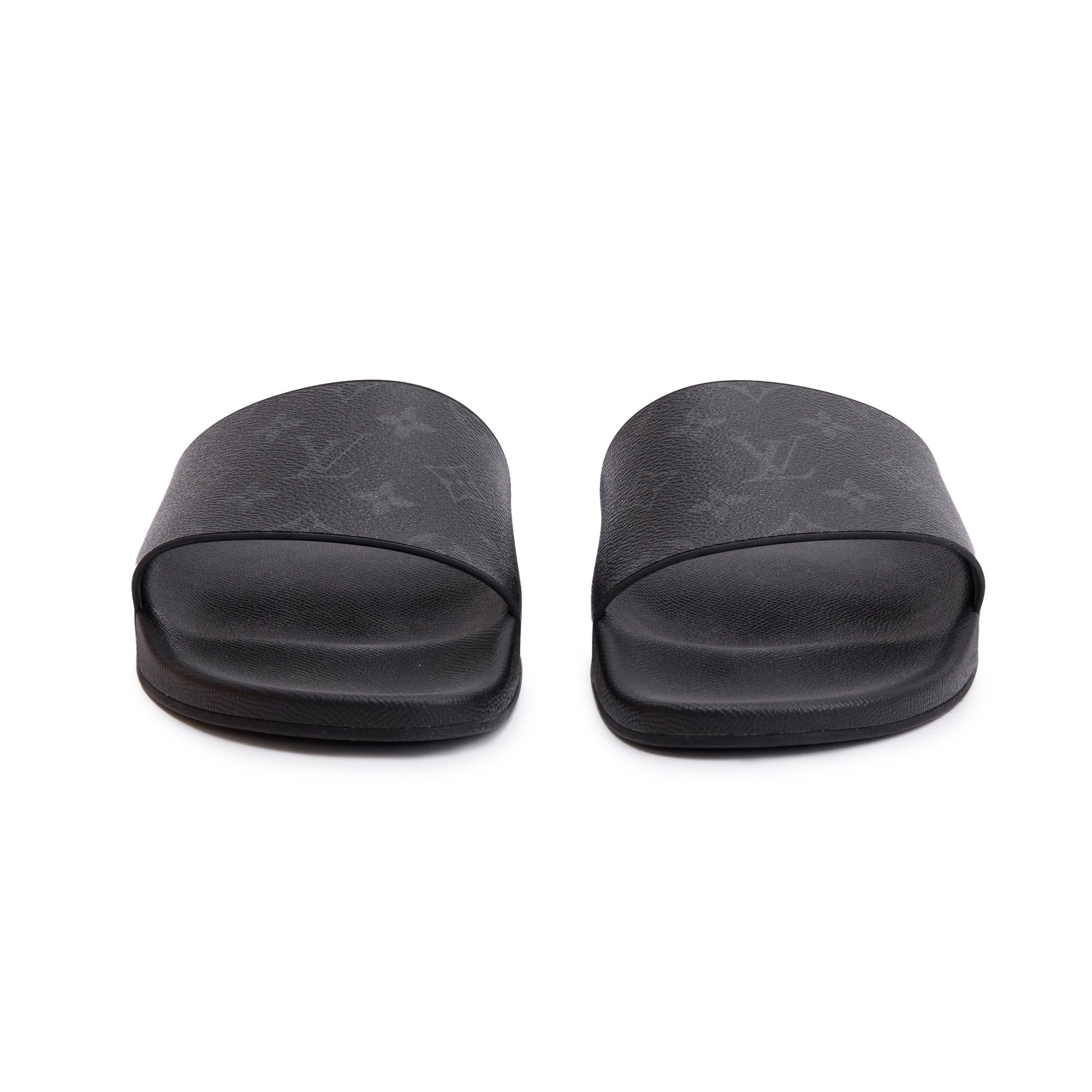 Louis Vuitton Black Monogram Eclipse Rubber Waterfront Mule, Size 11 w/ Box