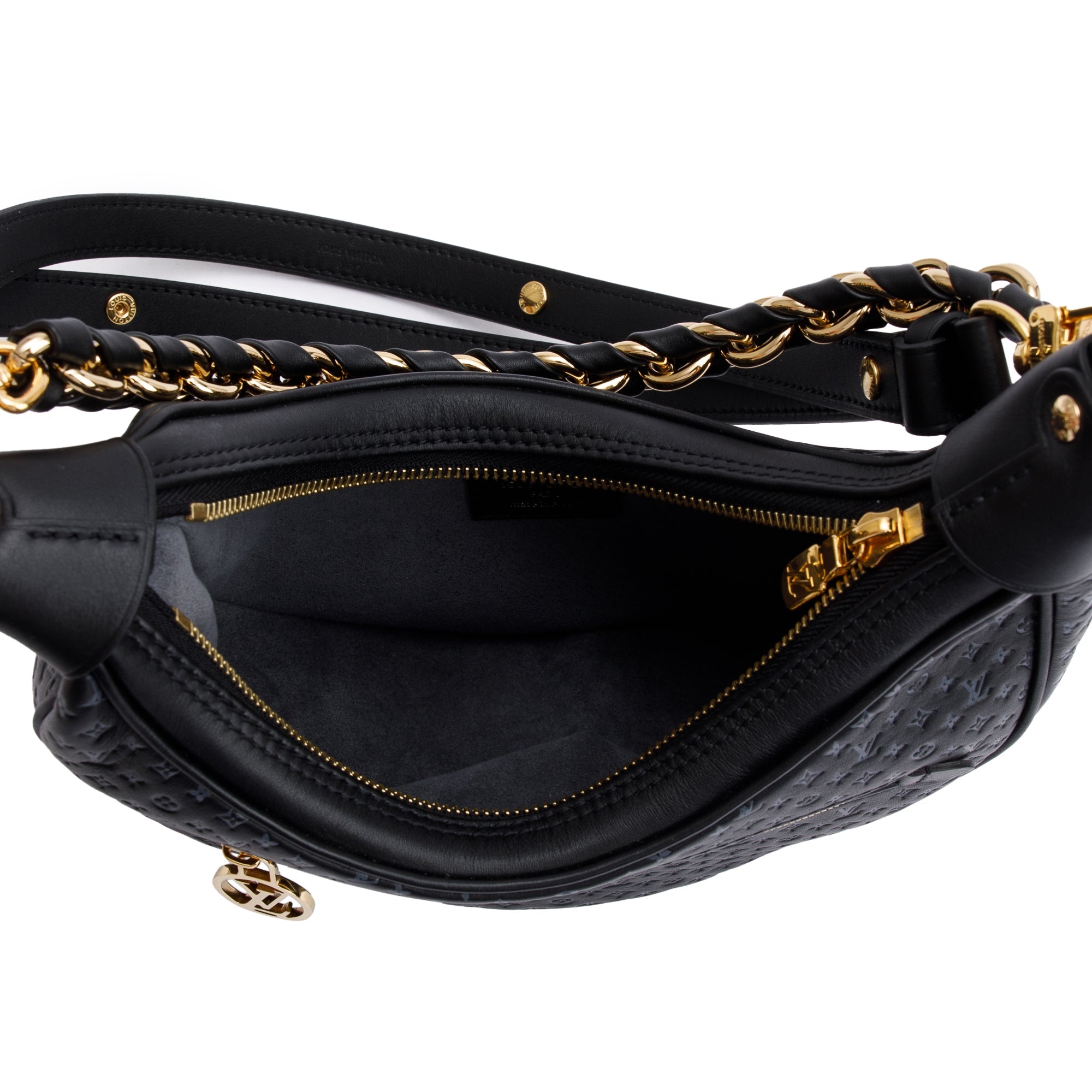 Louis Vuitton Black Monogram Embossed Calfskin Leather LV Loop Bag w/ Box & Receipt