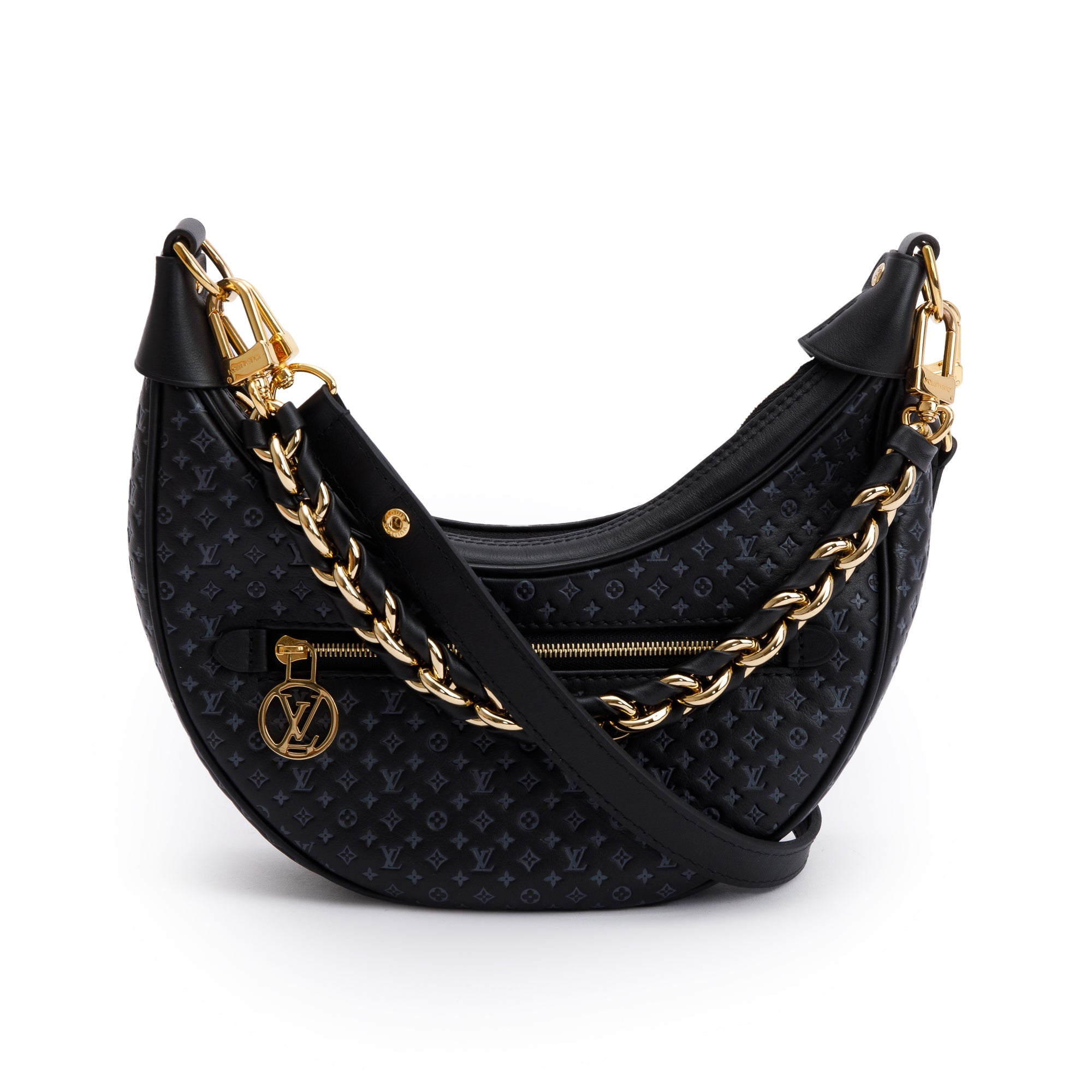 Louis Vuitton Black Monogram Embossed Calfskin Leather LV Loop Bag w ...