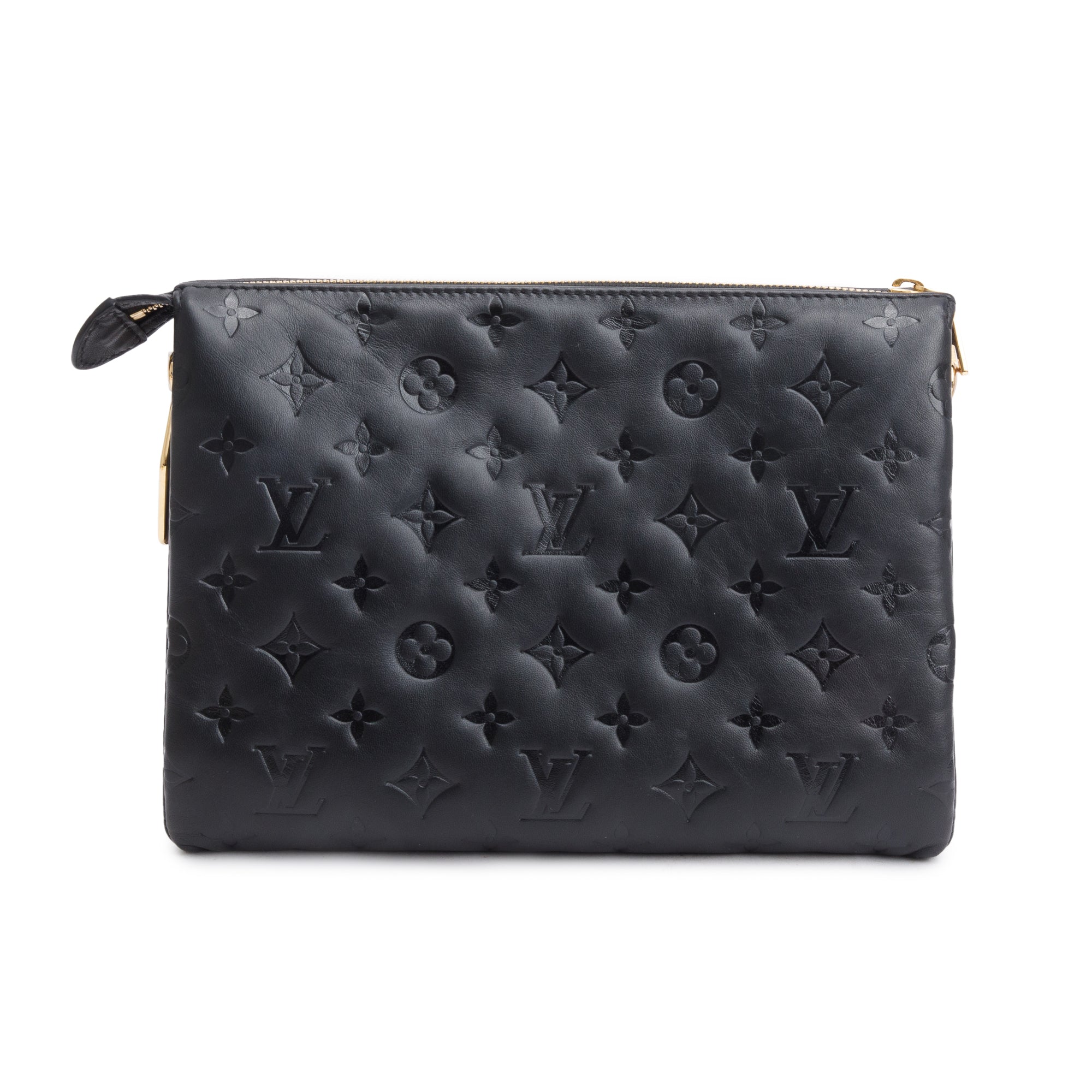Louis Vuitton Black Monogram Embossed Lambskin Leather Coussin PM w/ Straps