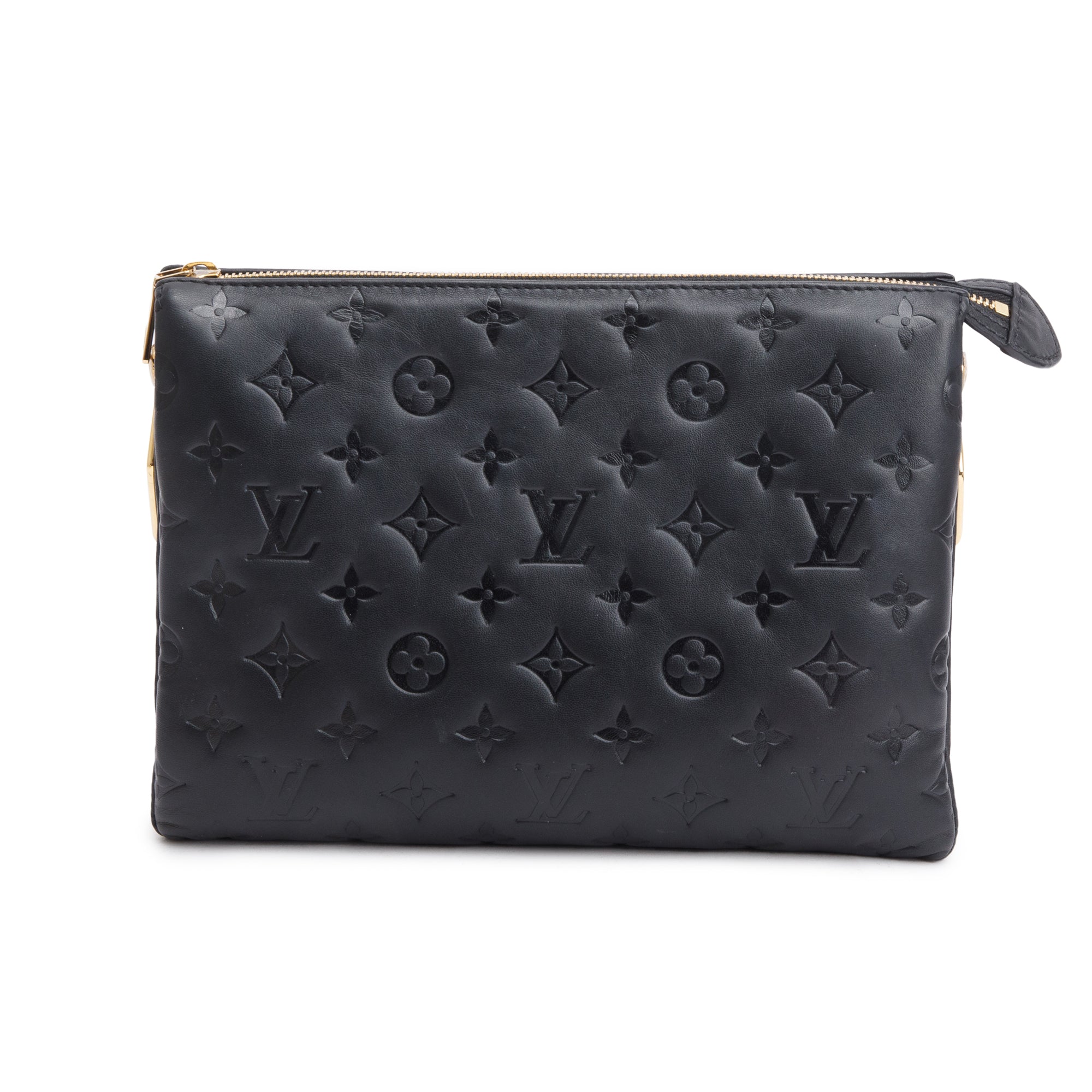 Louis Vuitton Black Monogram Embossed Lambskin Leather Coussin PM w/ Straps