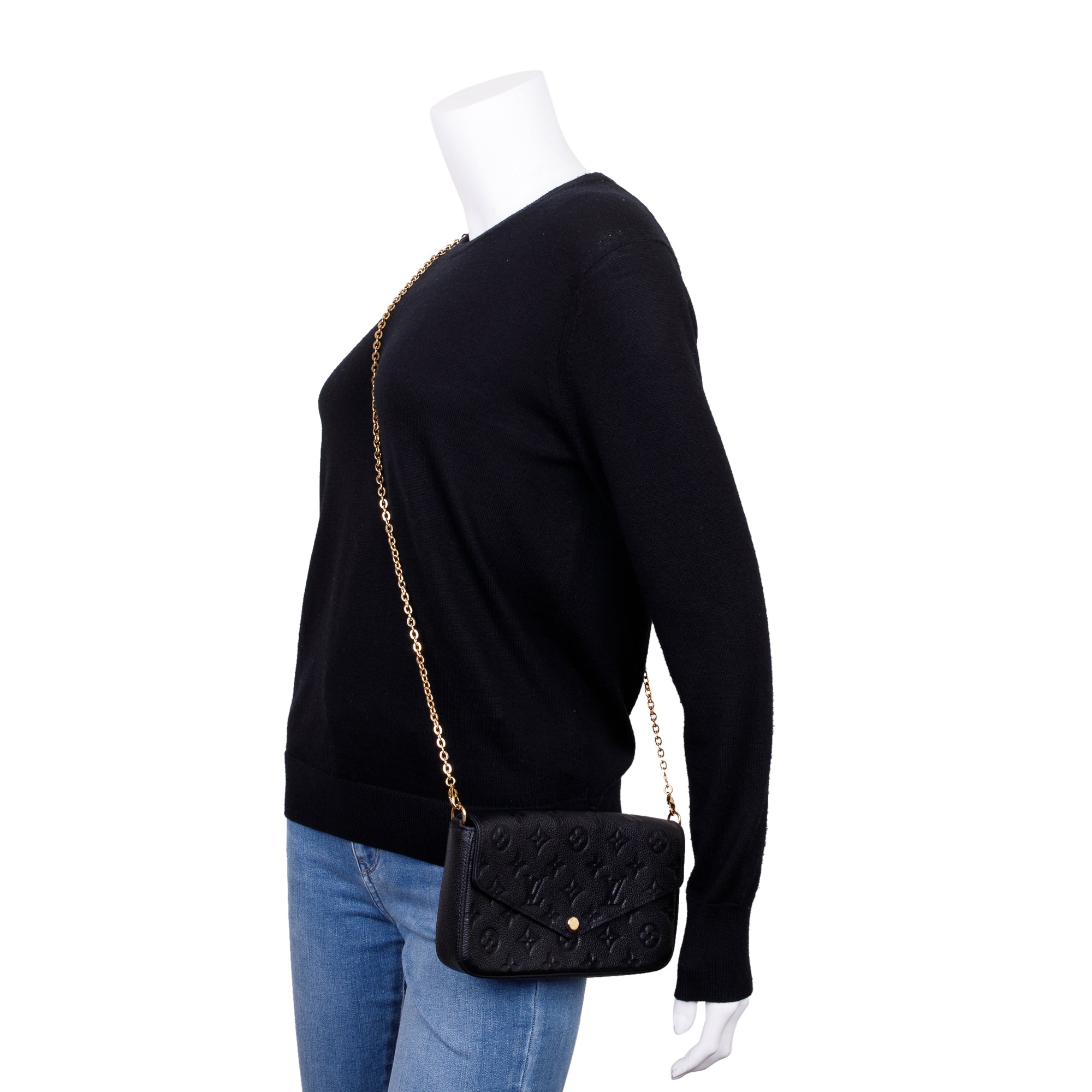 Louis Vuitton Black Monogram Empreinte Leather Felicie Pochette