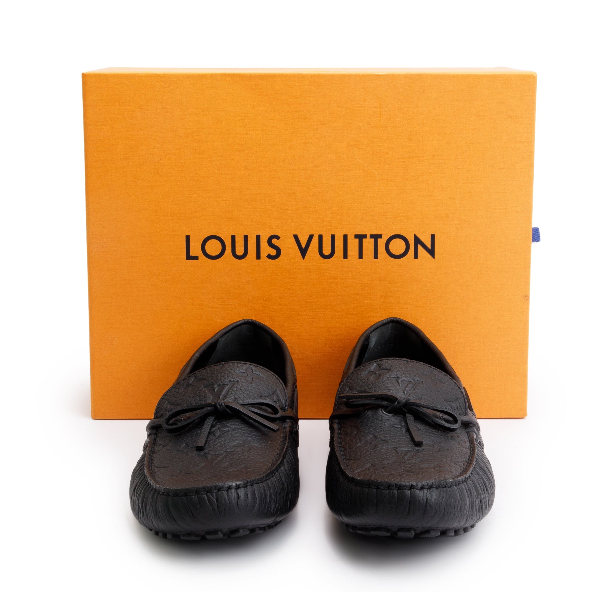 Louis Vuitton Black Monogram Empreinte Leather Hockenheim Moccasin