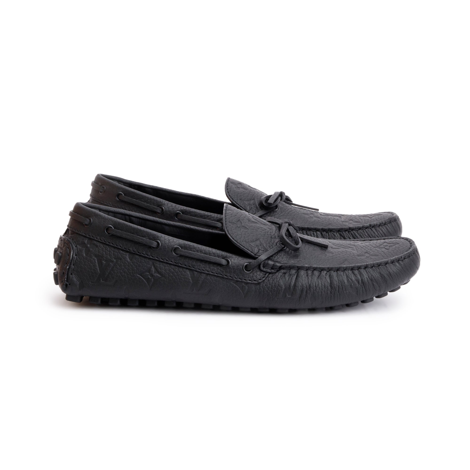 Louis Vuitton Black Monogram Empreinte Leather Hockenheim Moccasin