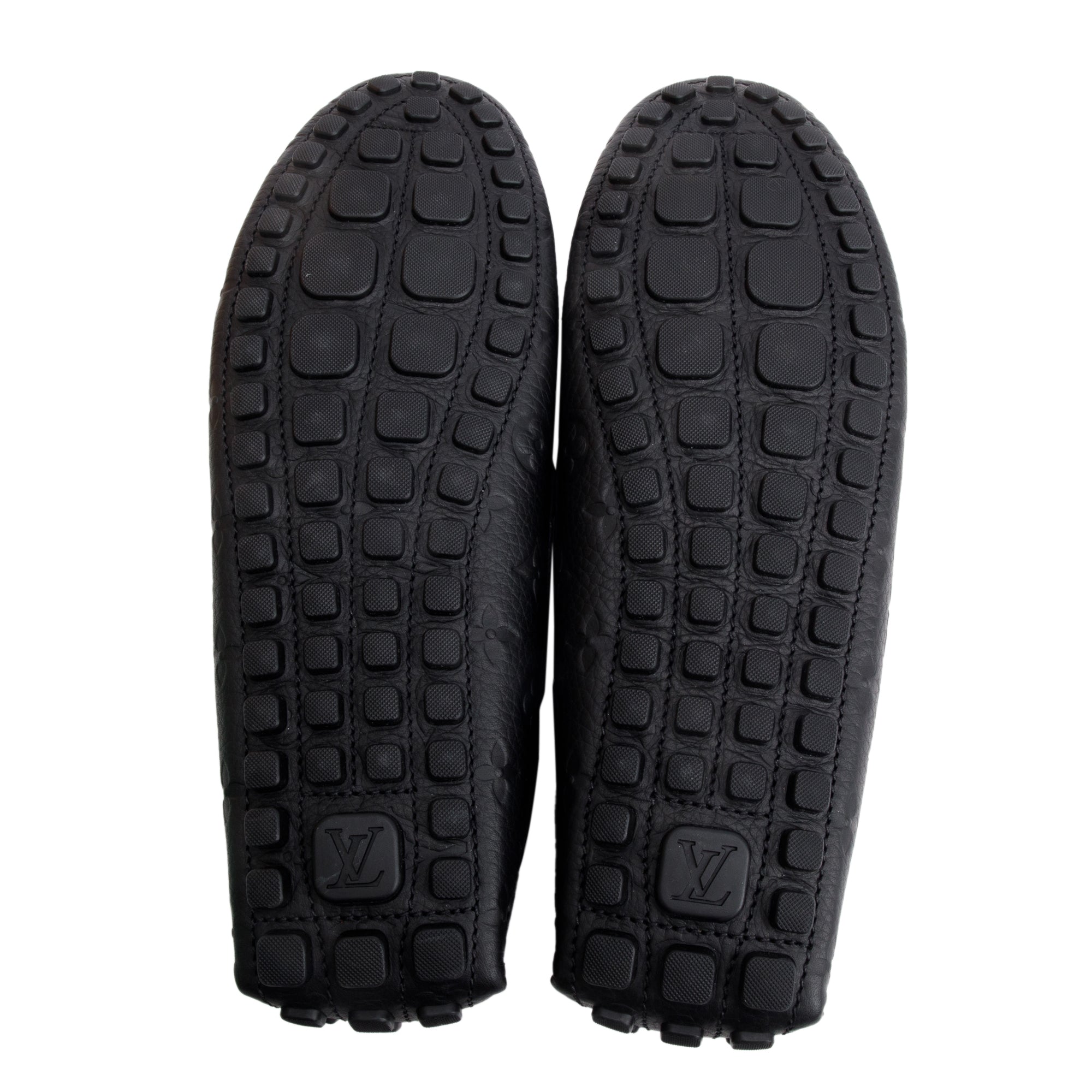 Louis Vuitton Black Monogram Empreinte Leather Hockenheim Moccasin, Size 13 w/ Box