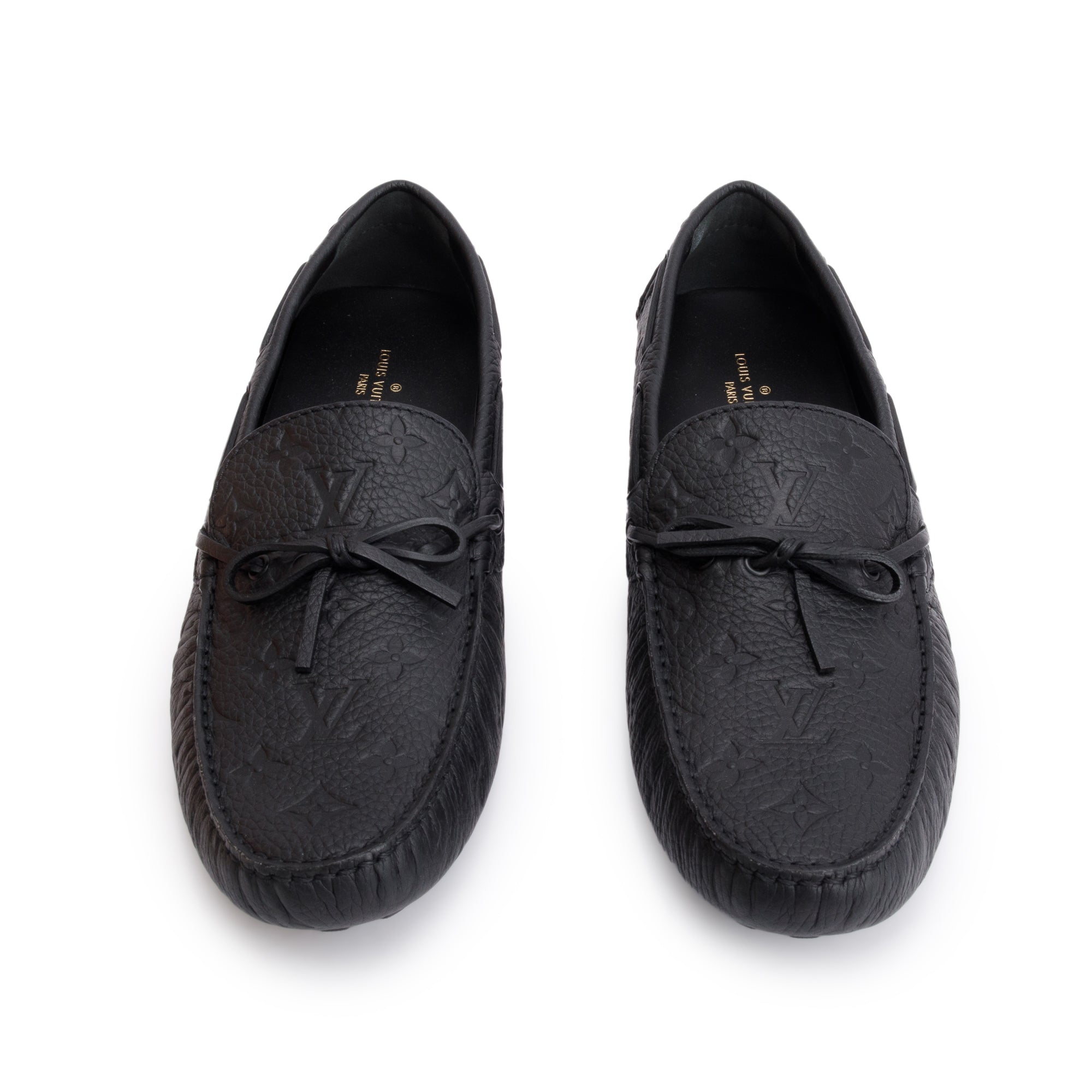 Louis Vuitton Black Monogram Empreinte Leather Hockenheim Moccasin