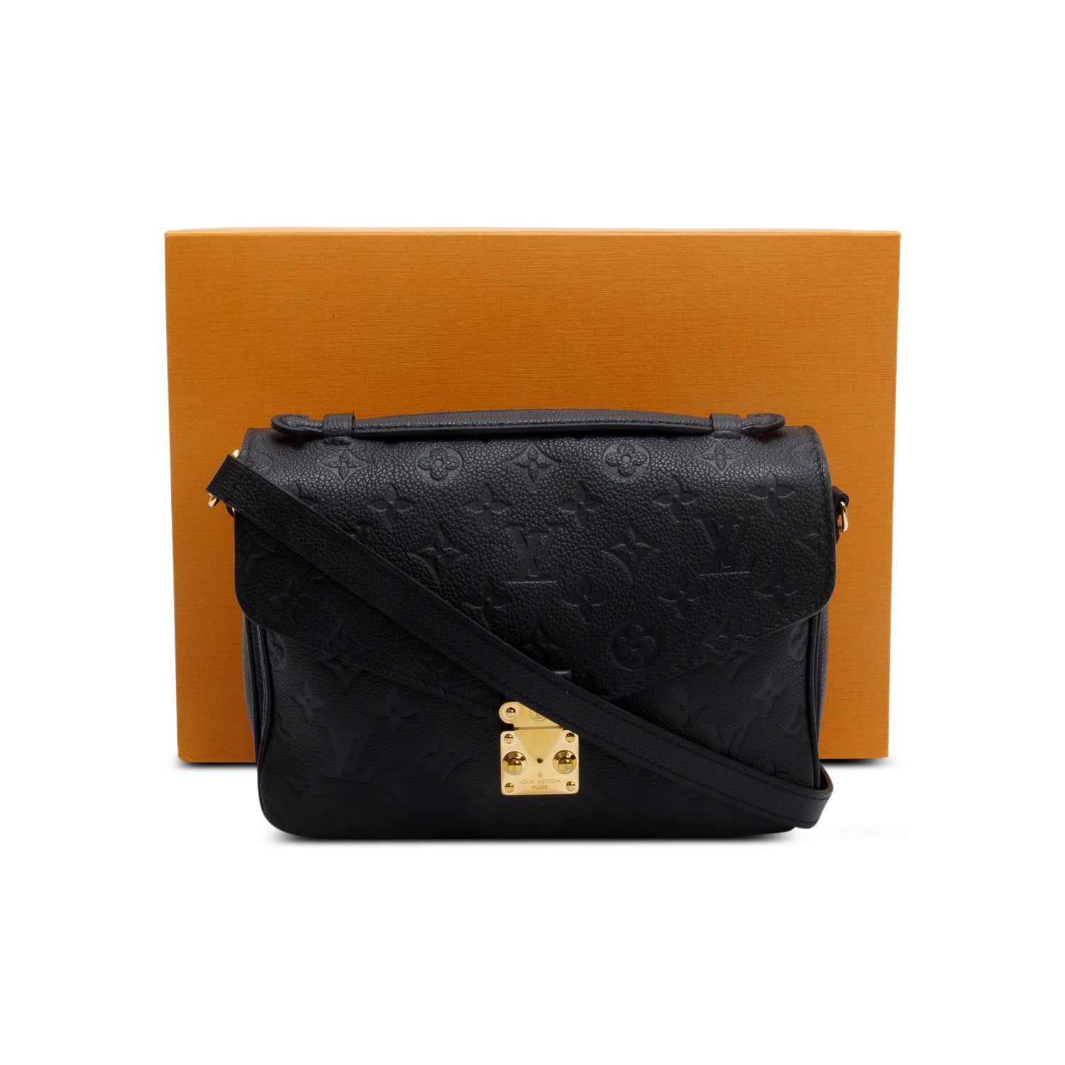 Louis Vuitton Black Monogram Empreinte Leather Pochette Metis w/ Box