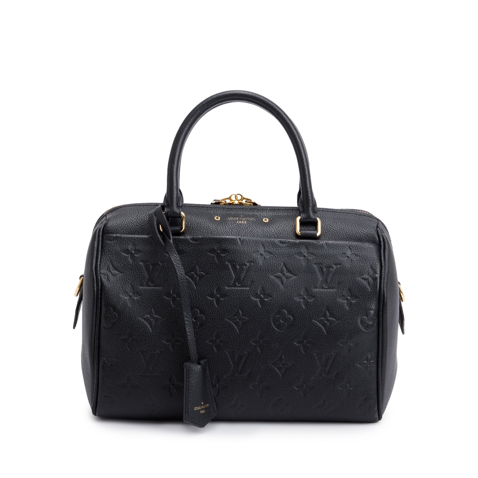 Louis Vuitton Black Monogram Empreinte Leather Speedy Bandouliere 25 NM w/ Box