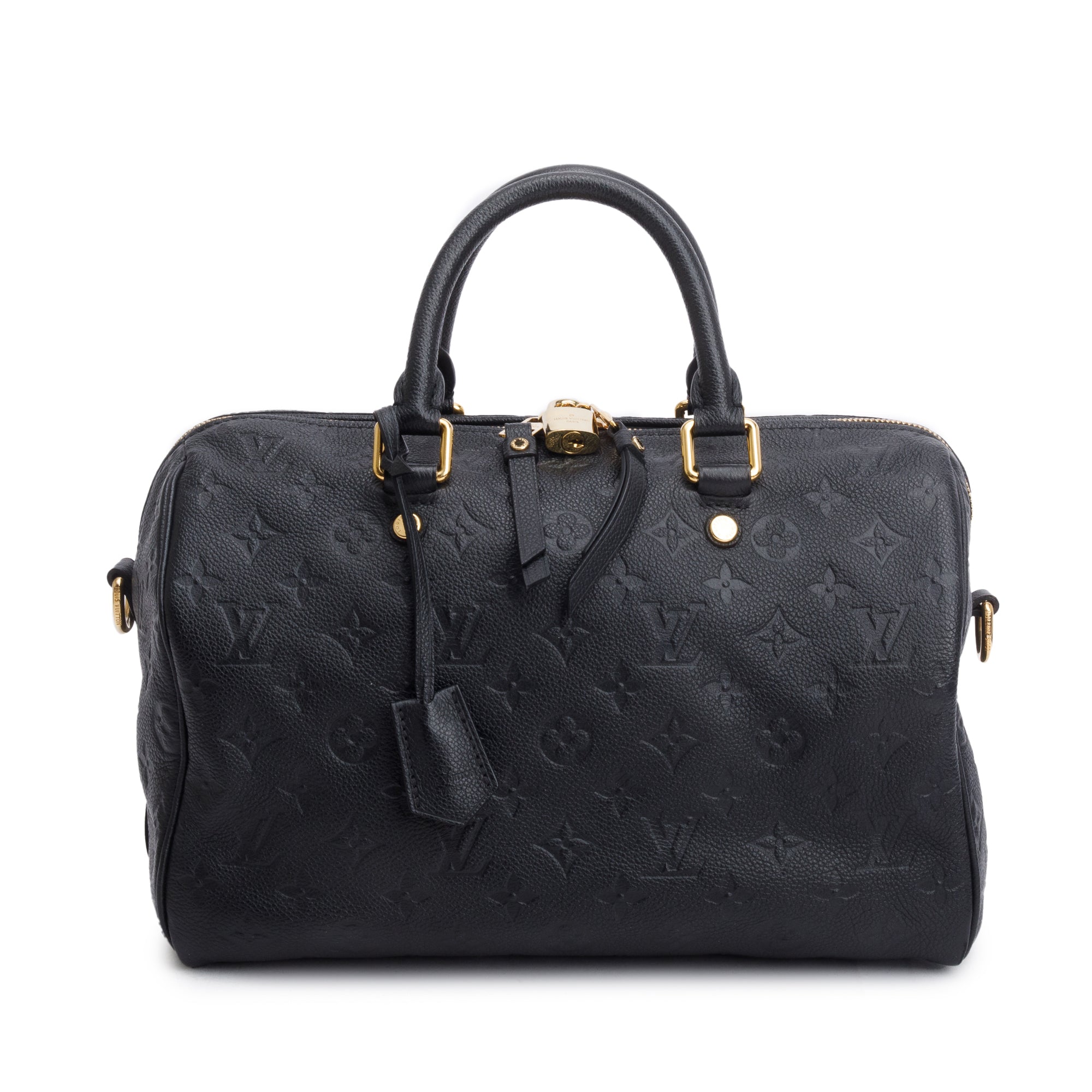 Louis Vuitton Black Monogram Empreinte Leather Speedy Bandouliere 30 w/ Strap