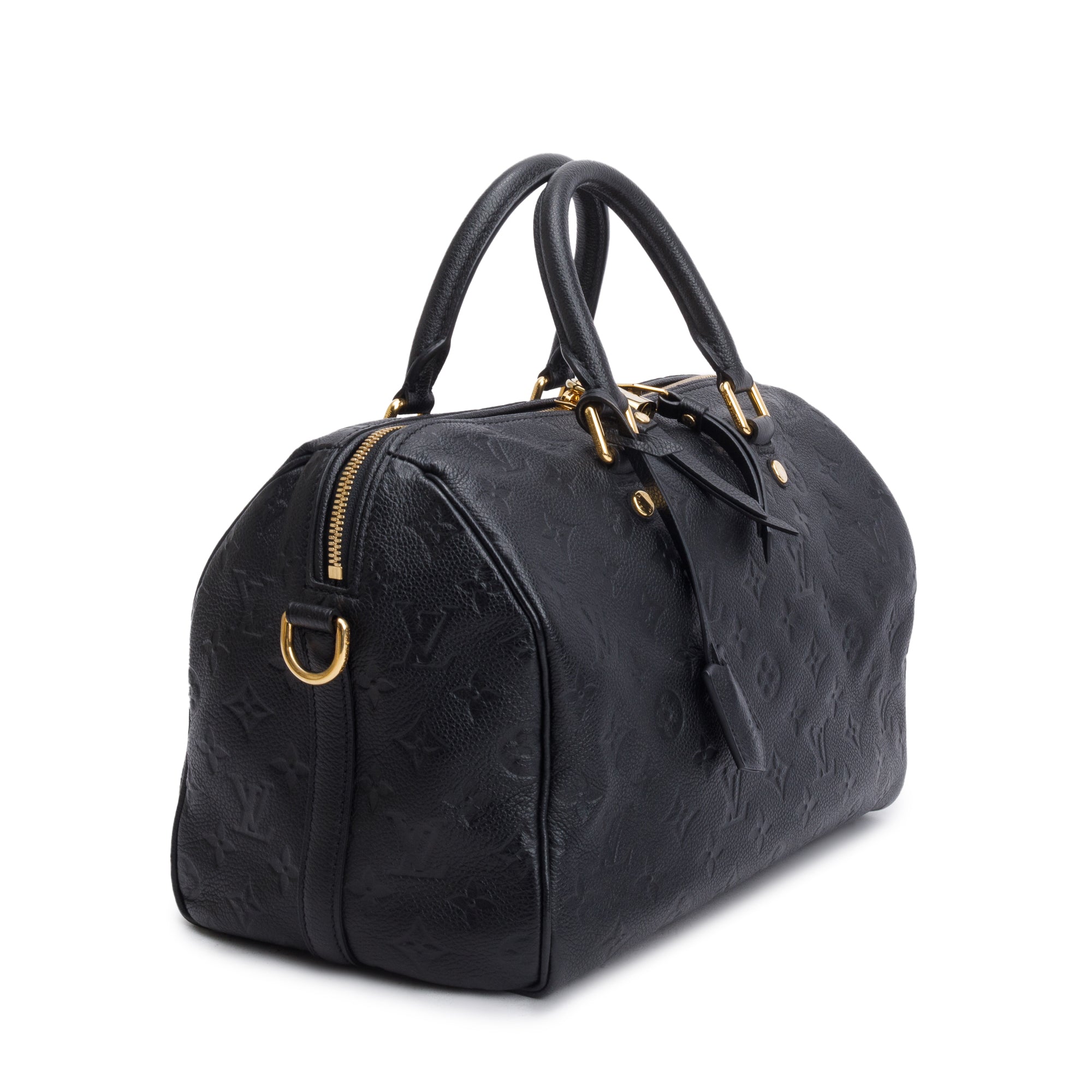 Louis Vuitton Black Monogram Empreinte Leather Speedy Bandouliere 30 w/ Strap