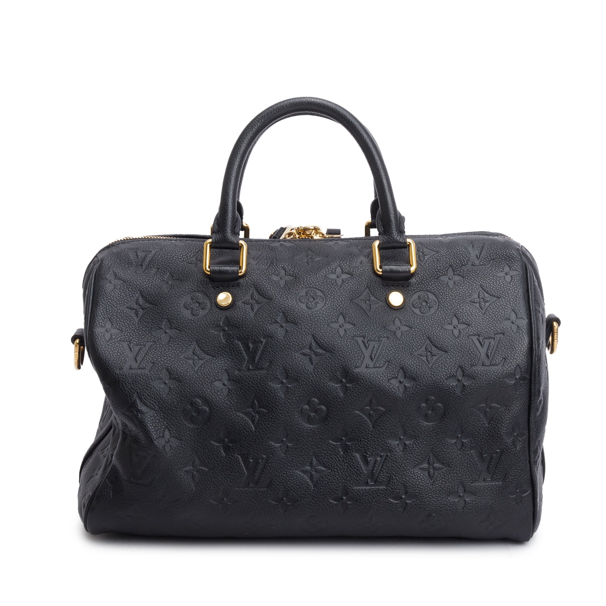 Louis Vuitton Black Monogram Empreinte Leather Speedy Bandouliere 30 w/ Strap