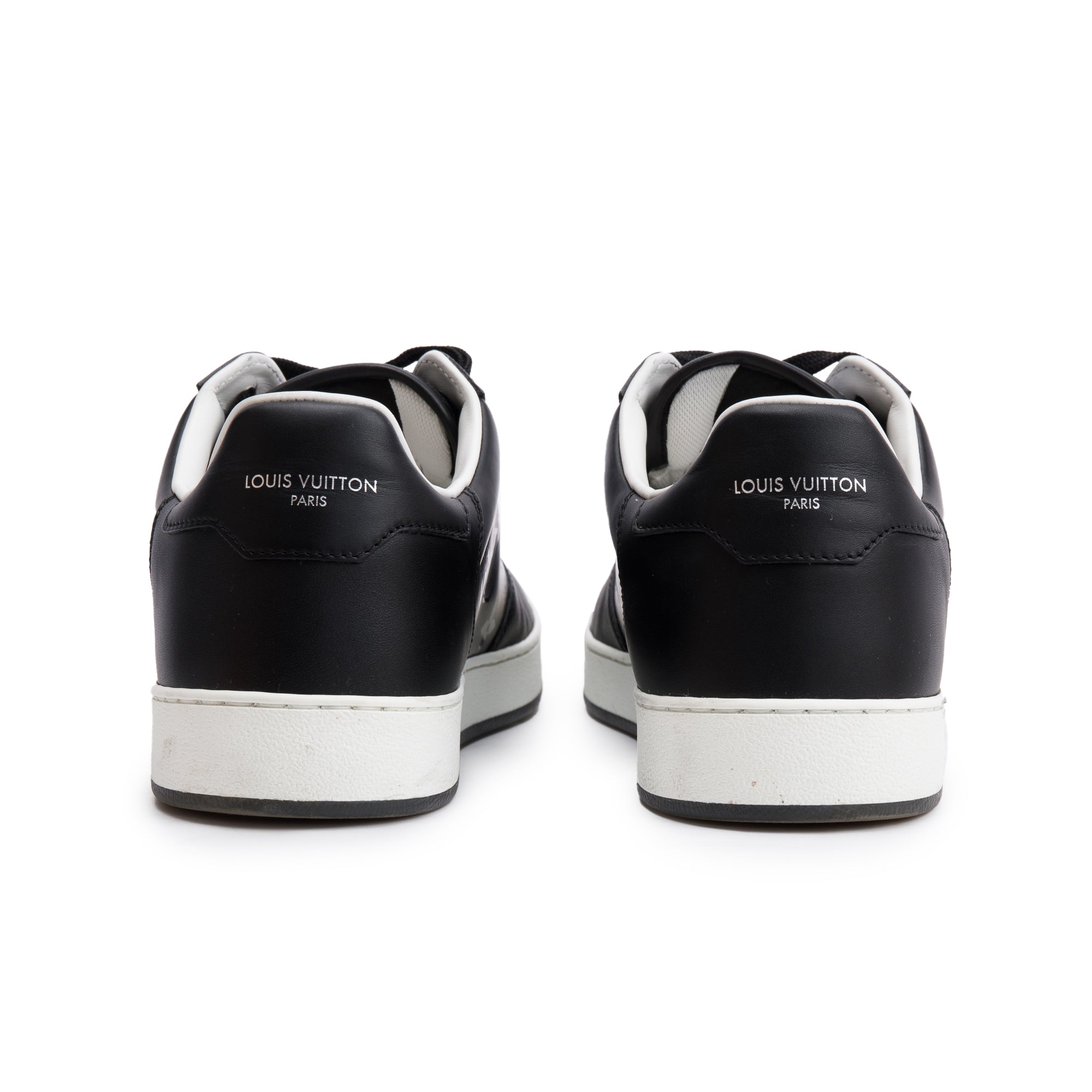 Louis Vuitton Black Monogram Leather Rivoli Men's Sneakers, Size 7.5 w/ Box