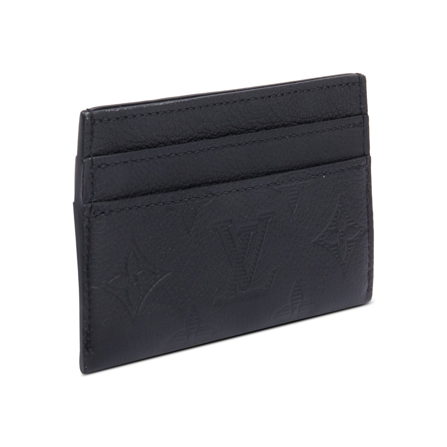 Louis Vuitton Black Monogram Shadow Calf Leather Double Card Holder
