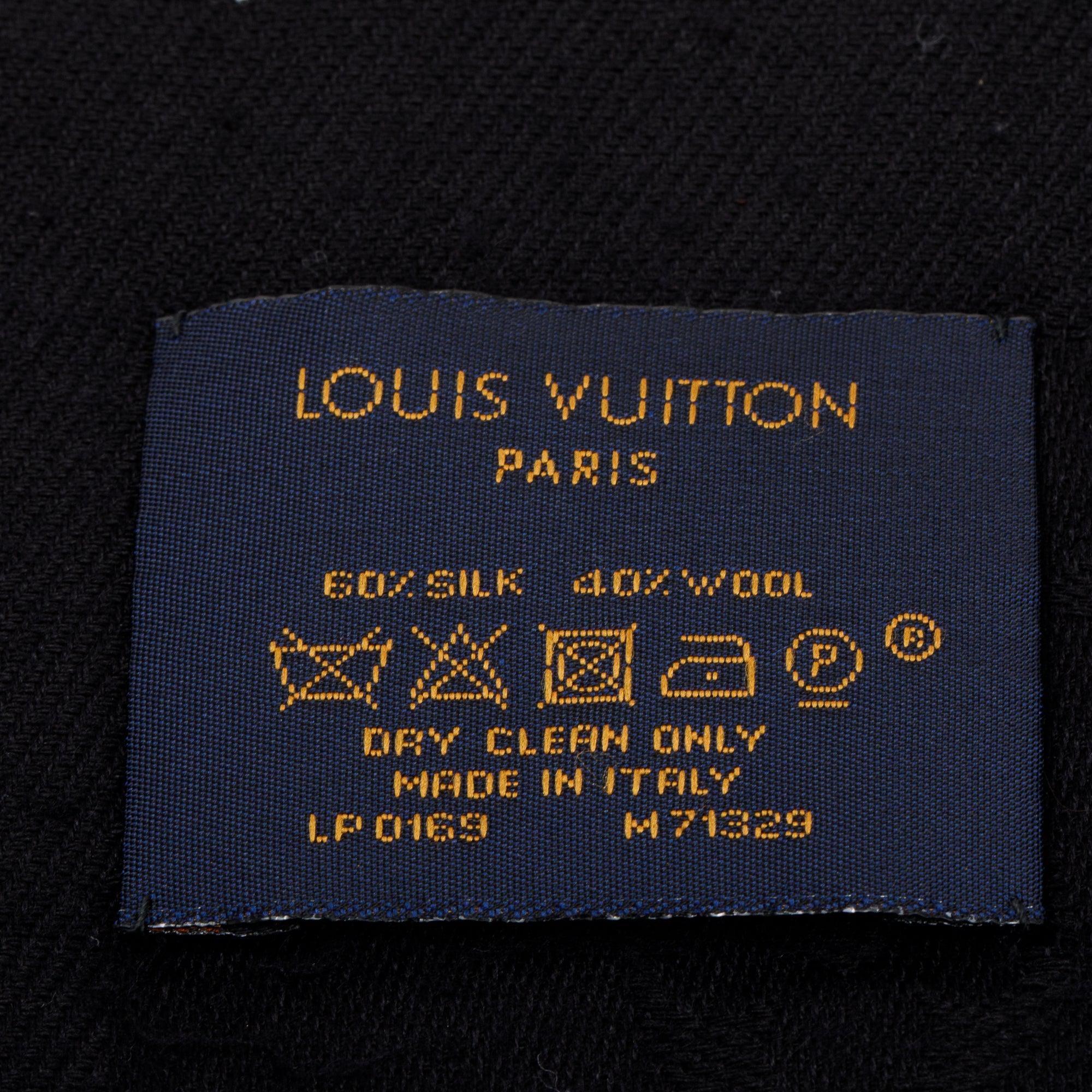 Louis Vuitton Black Monogram Silk/Wool Shawl Scarf