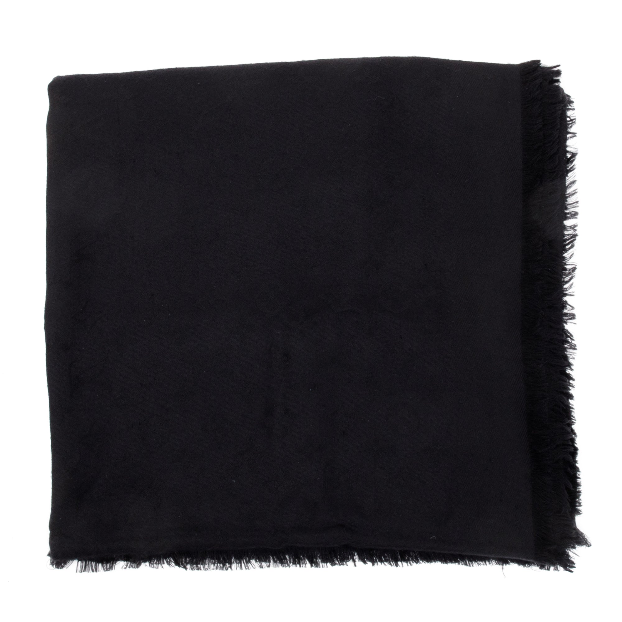 Louis Vuitton Black Monogram Silk/Wool Shawl Scarf