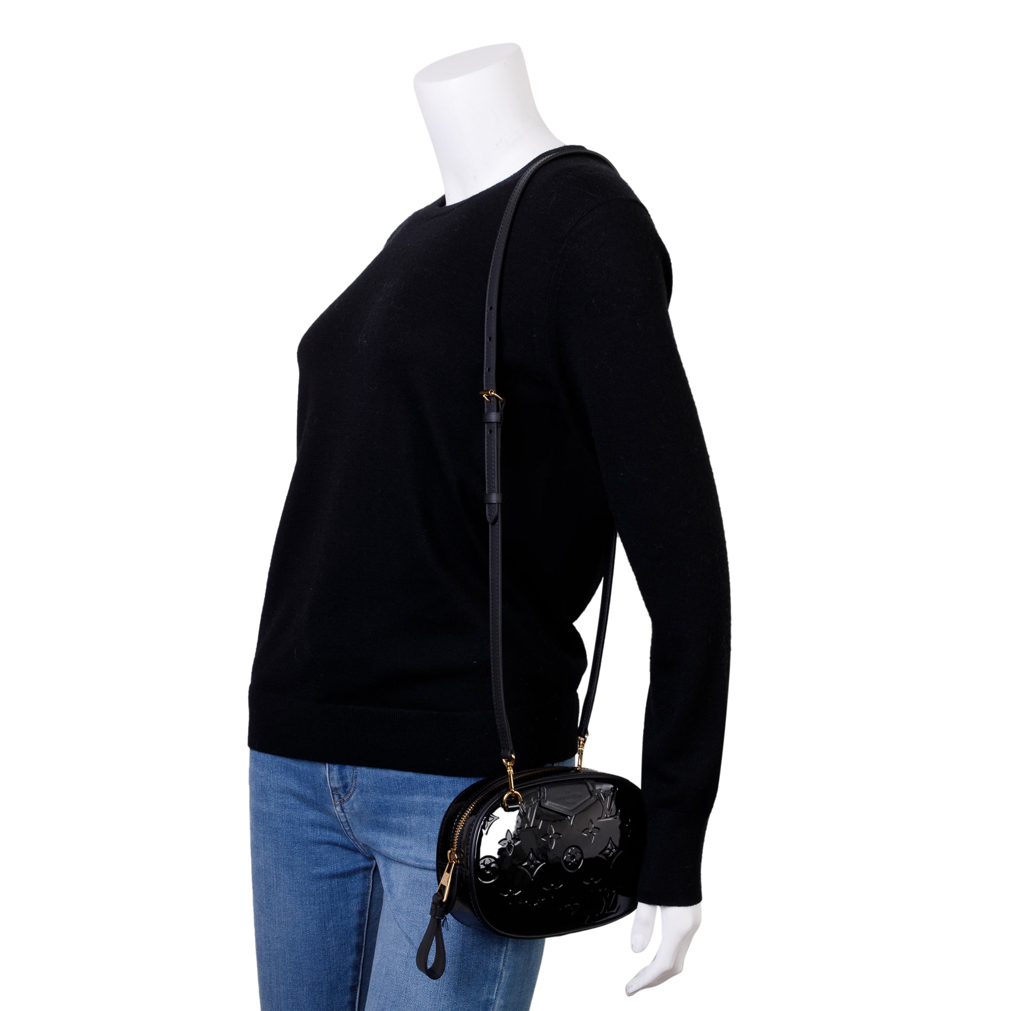 Louis Vuitton Black Monogram Vernis Leather Belt Bag w/ Strap