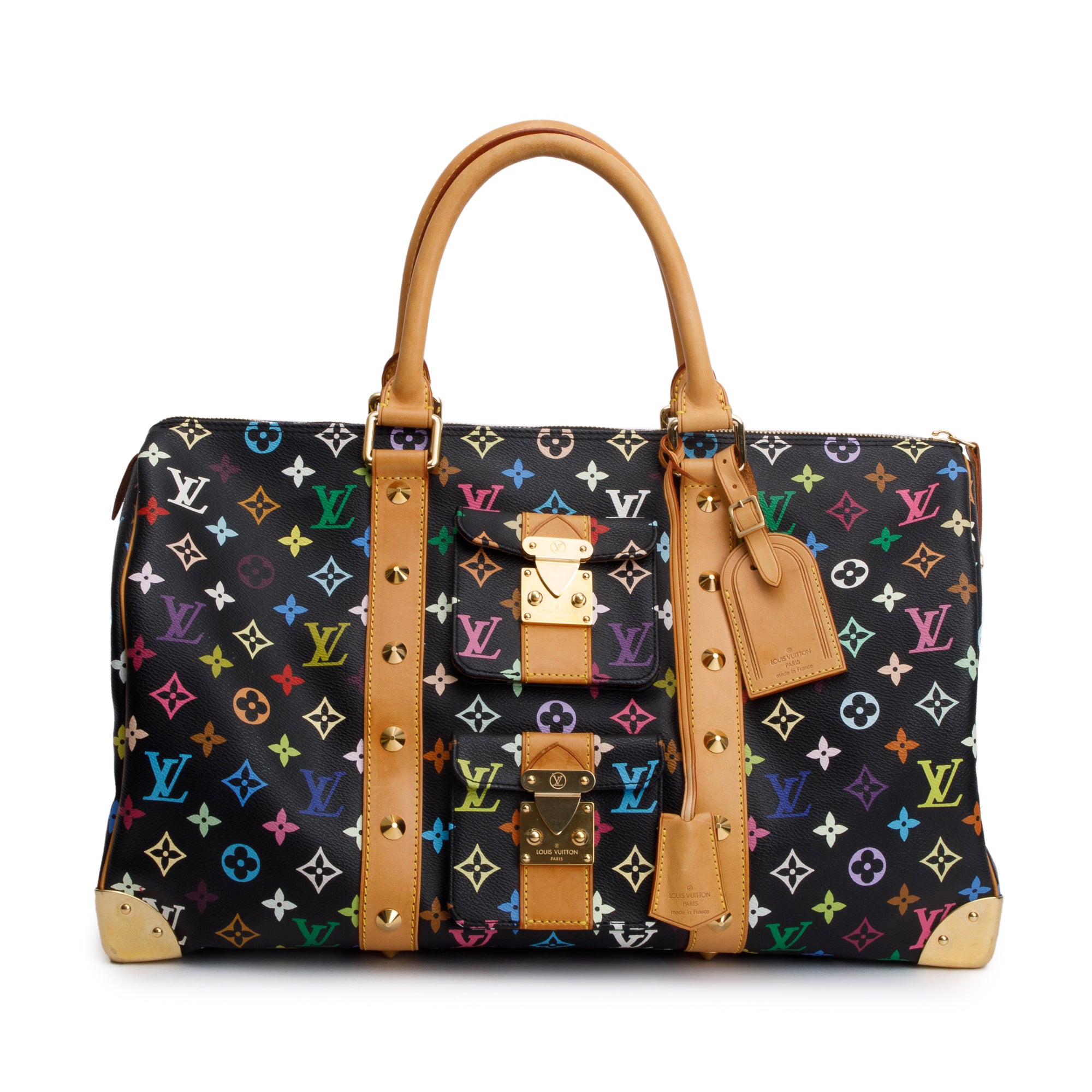 Louis Vuitton Black Multicolore Monogram Keepall 45