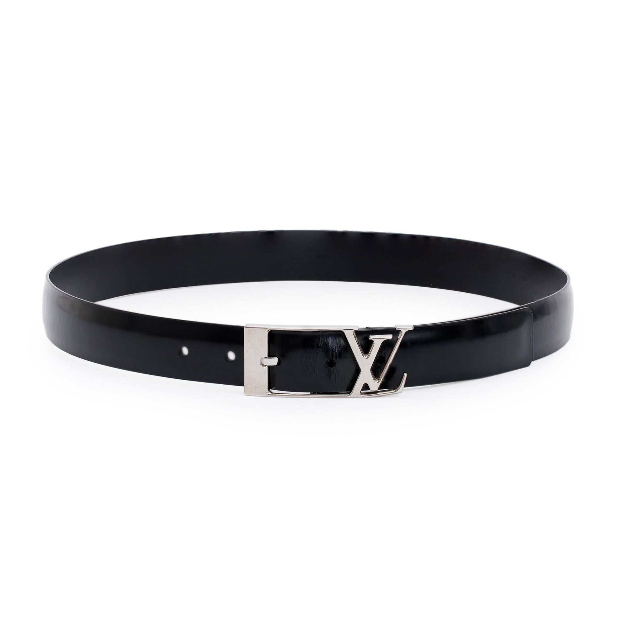 Louis Vuitton Black Nappa Leather Skyline 30 MM Belt 85 34