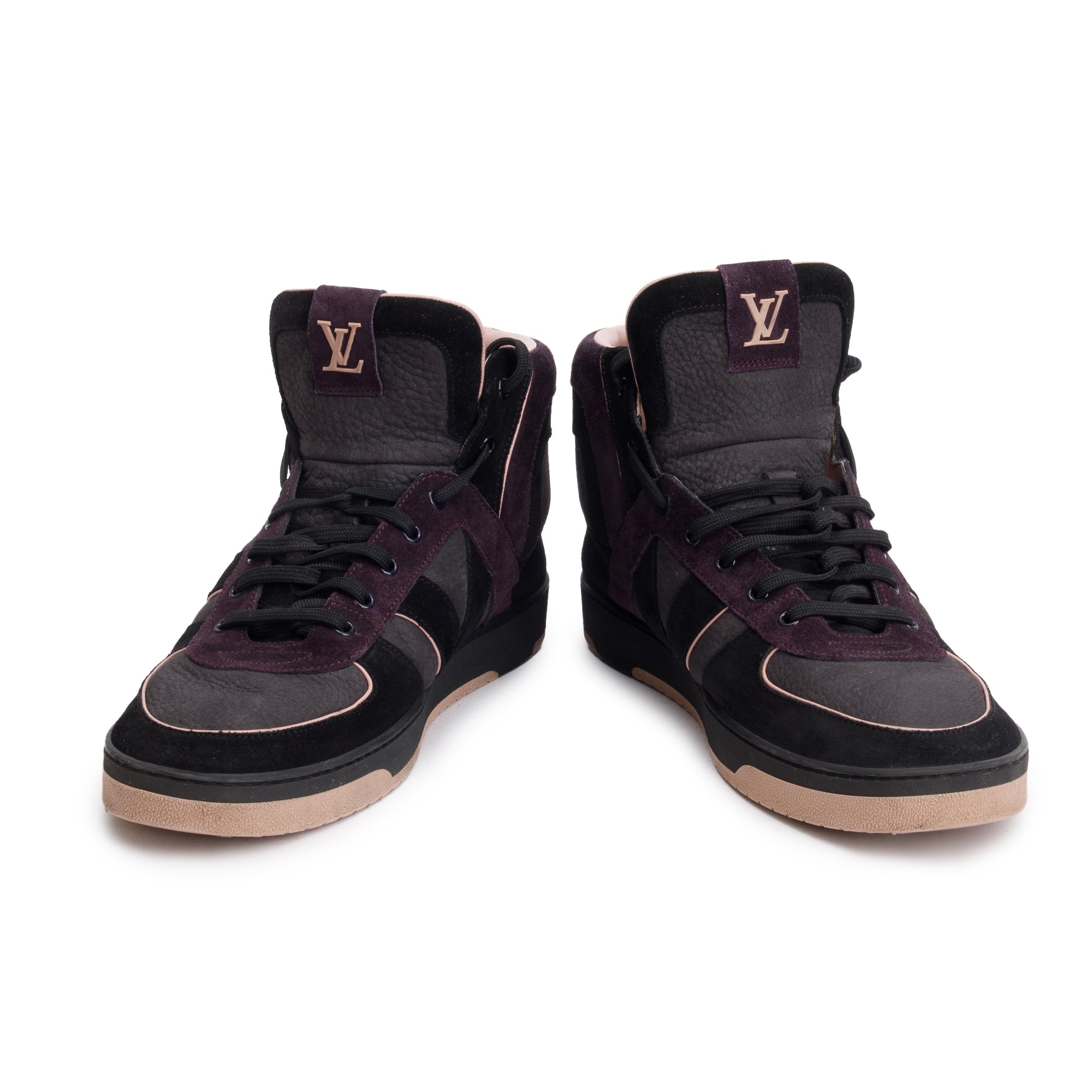 Louis Vuitton Black & Purple Suede Tribe High-Top Sneakers, Size 9 w/ Box