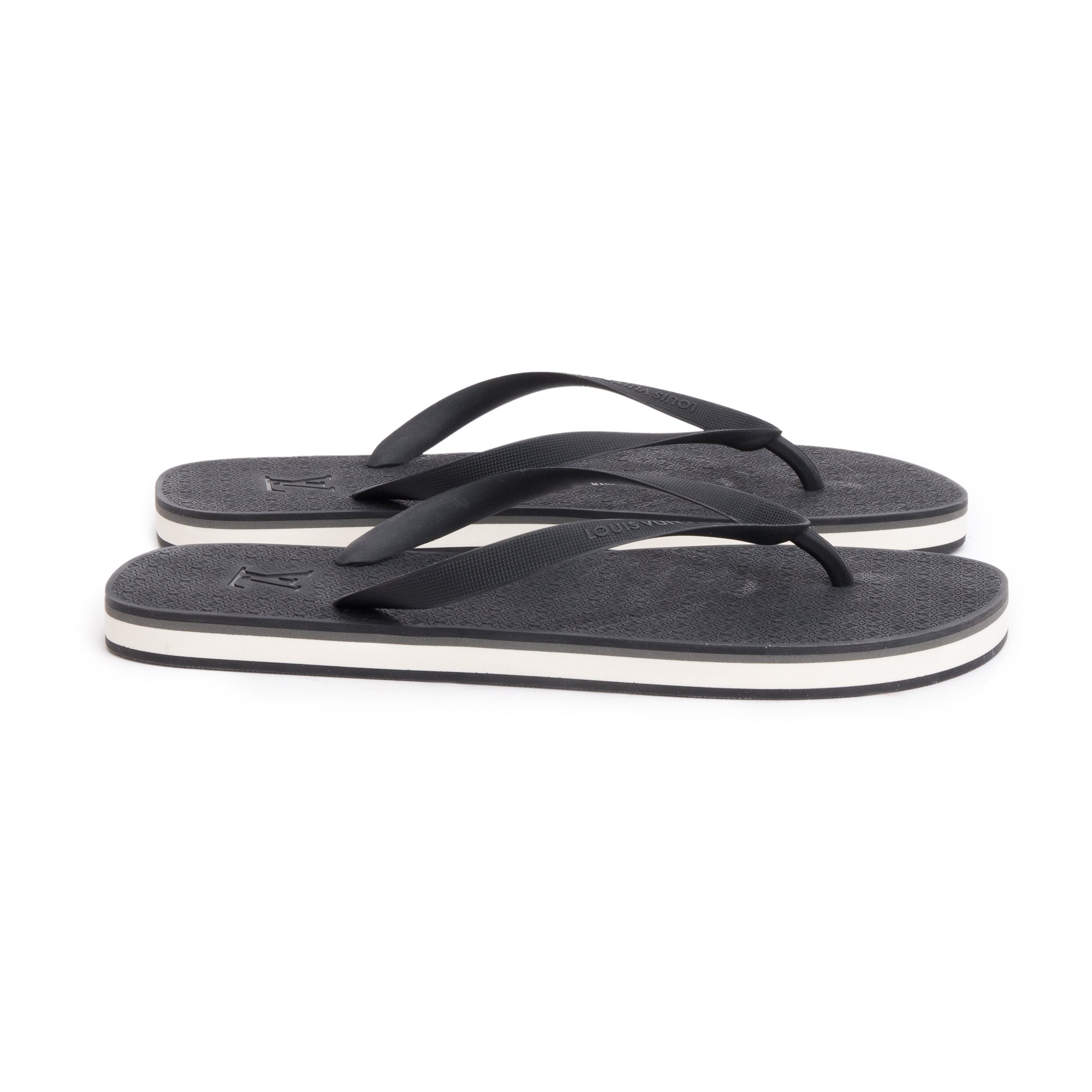 Louis Vuitton Black Rubber Molitor Thong Sandals, Size 12