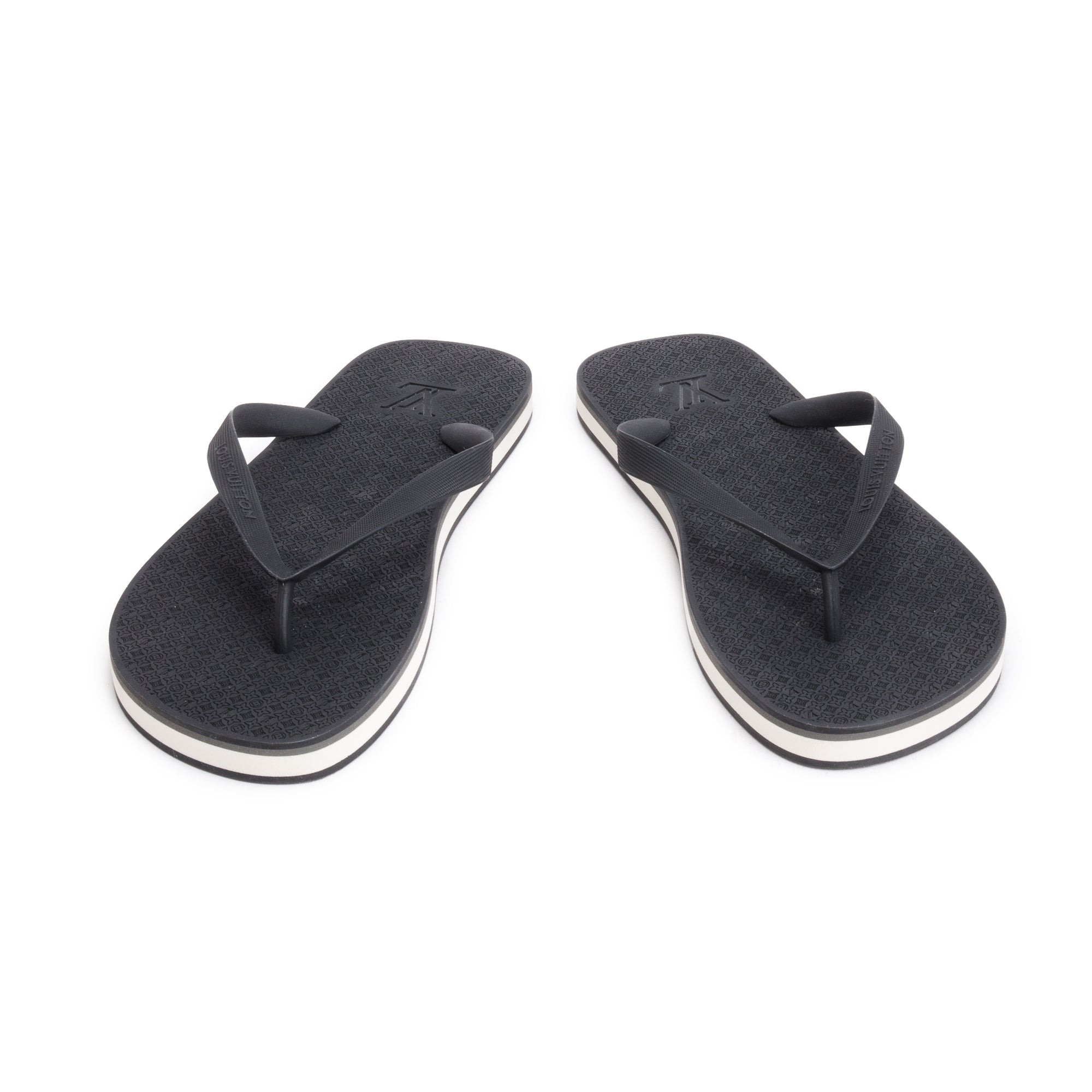 Louis Vuitton Black Rubber Molitor Thong Sandals, Size 12